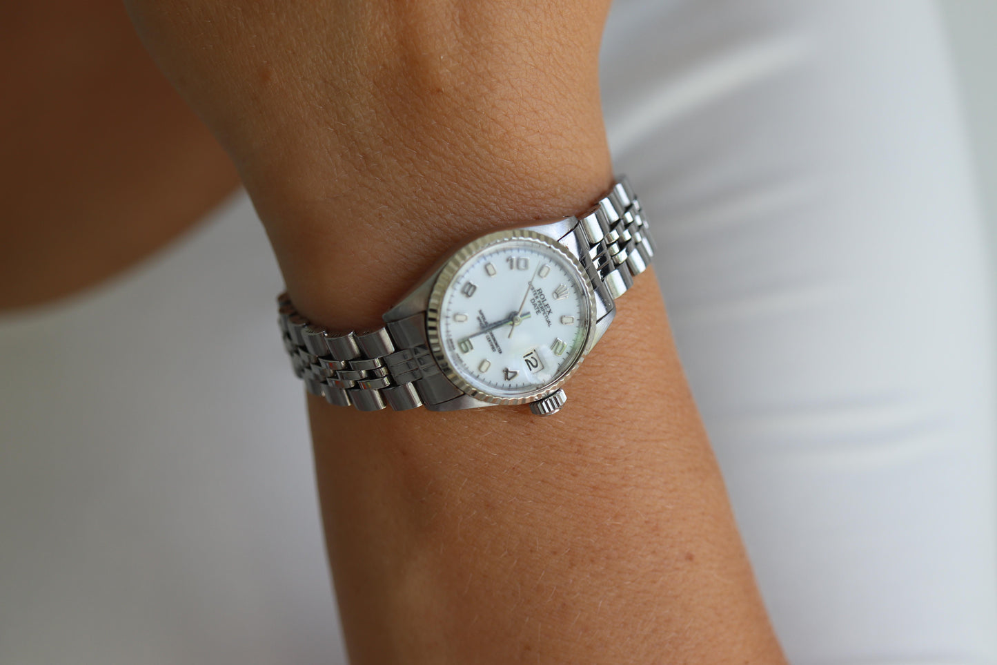 Genuine Rolex 6517 Oyster Perpetual Watch. Ladies ROLEX Automatic WG Bezel.