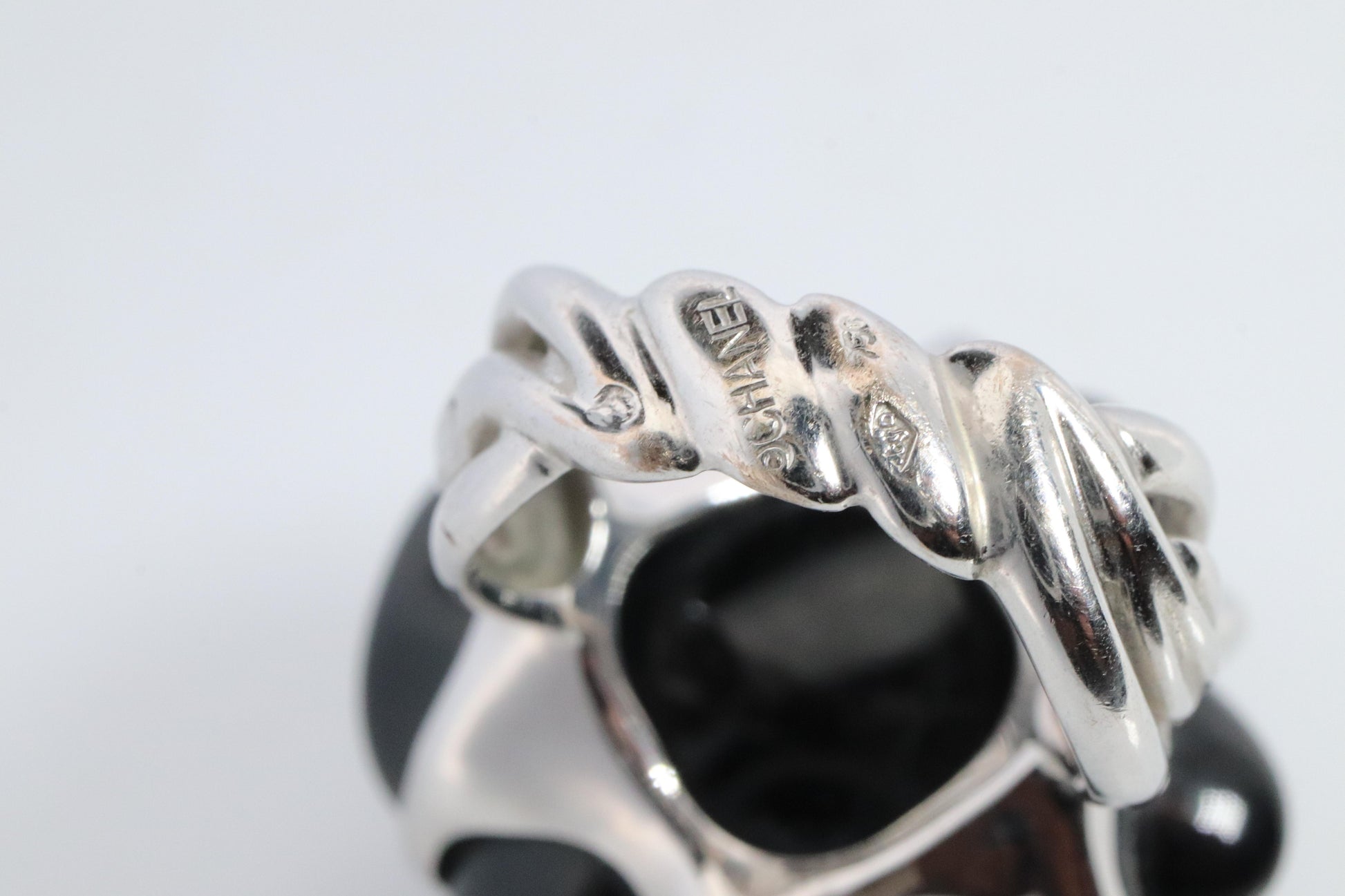 Chanel Camelia Ring. Genuine CHANEL 18k 750 Camelia Onyx Ring. Size 48.