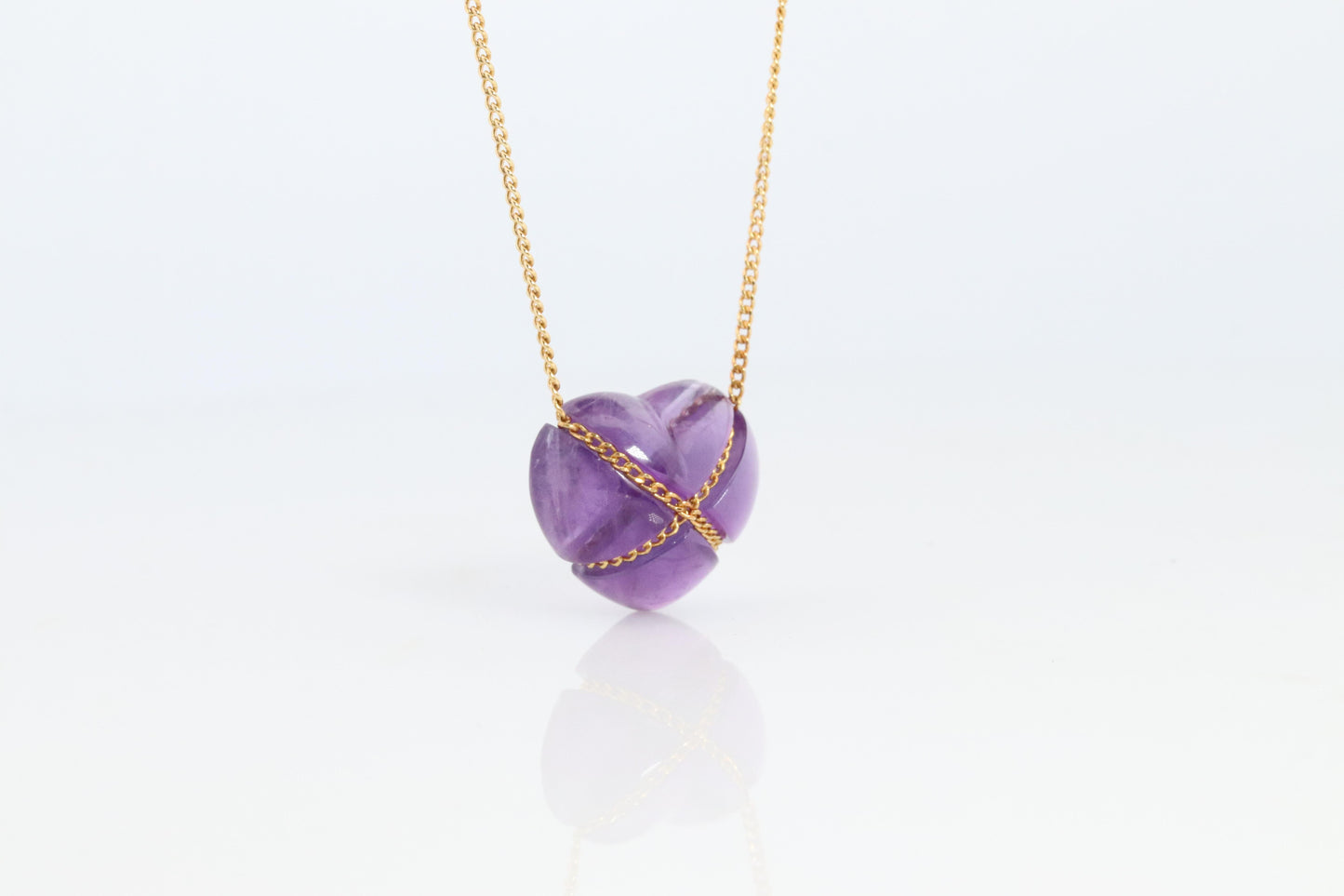 Tiffany and Co Heart Pendant 18k Tiffany Elsa Peretti Amethyst Cabochon Necklace