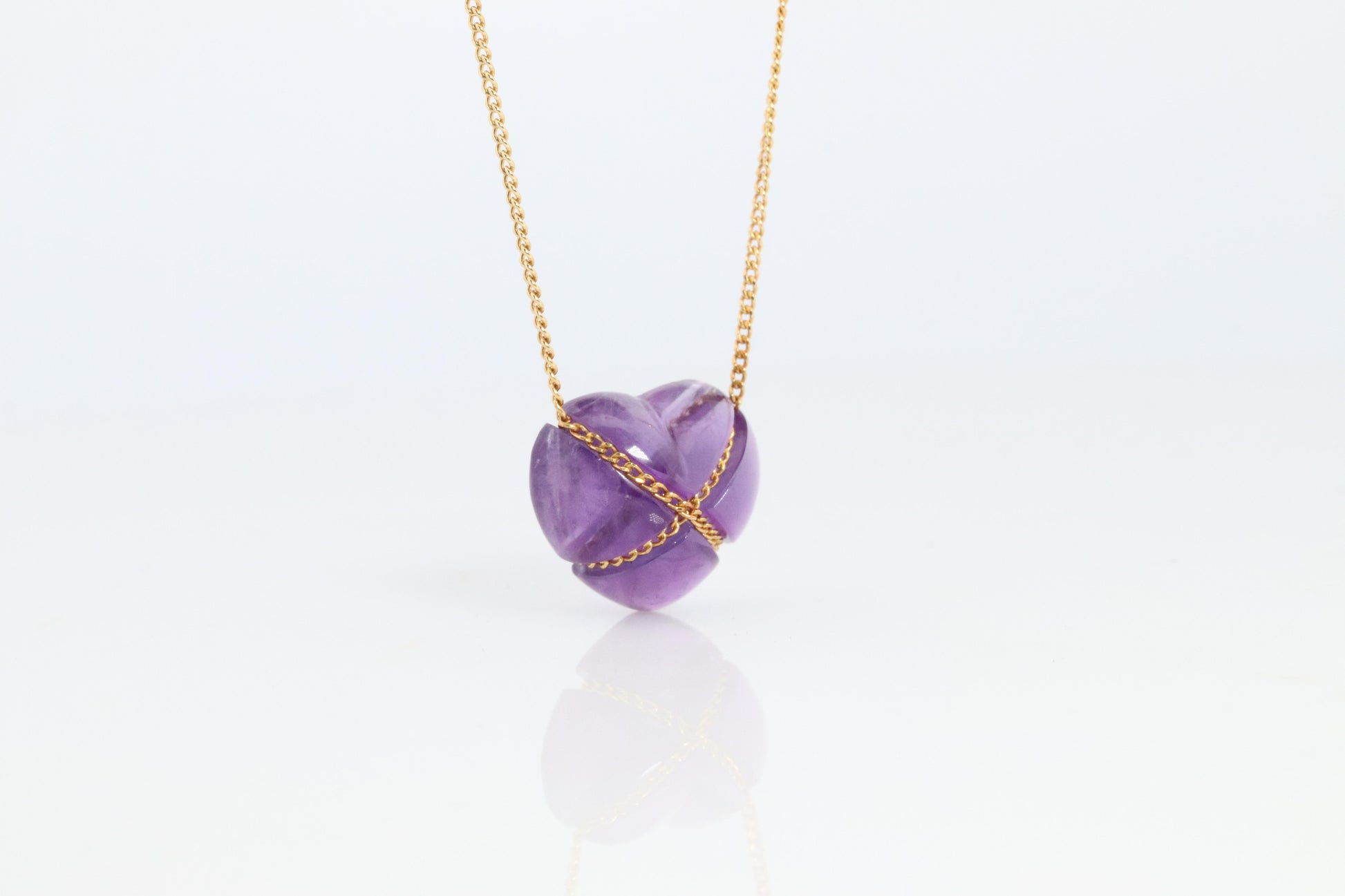 Tiffany and Co Heart Pendant 18k Tiffany Elsa Peretti Amethyst Cabochon Necklace