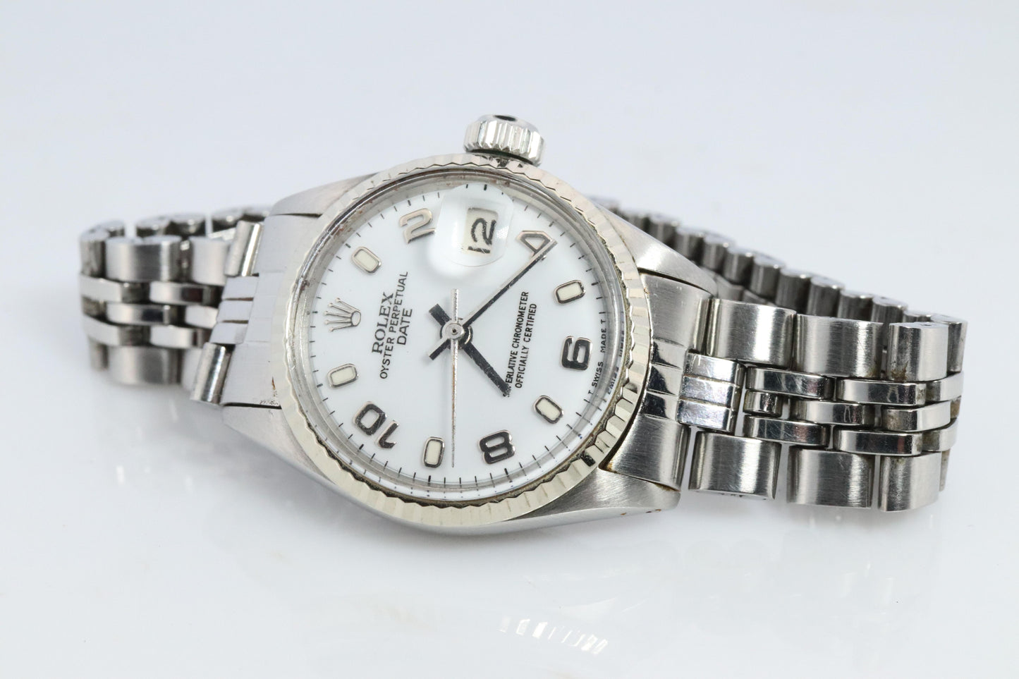 Genuine Rolex 6517 Oyster Perpetual Watch. Ladies ROLEX Automatic WG Bezel.