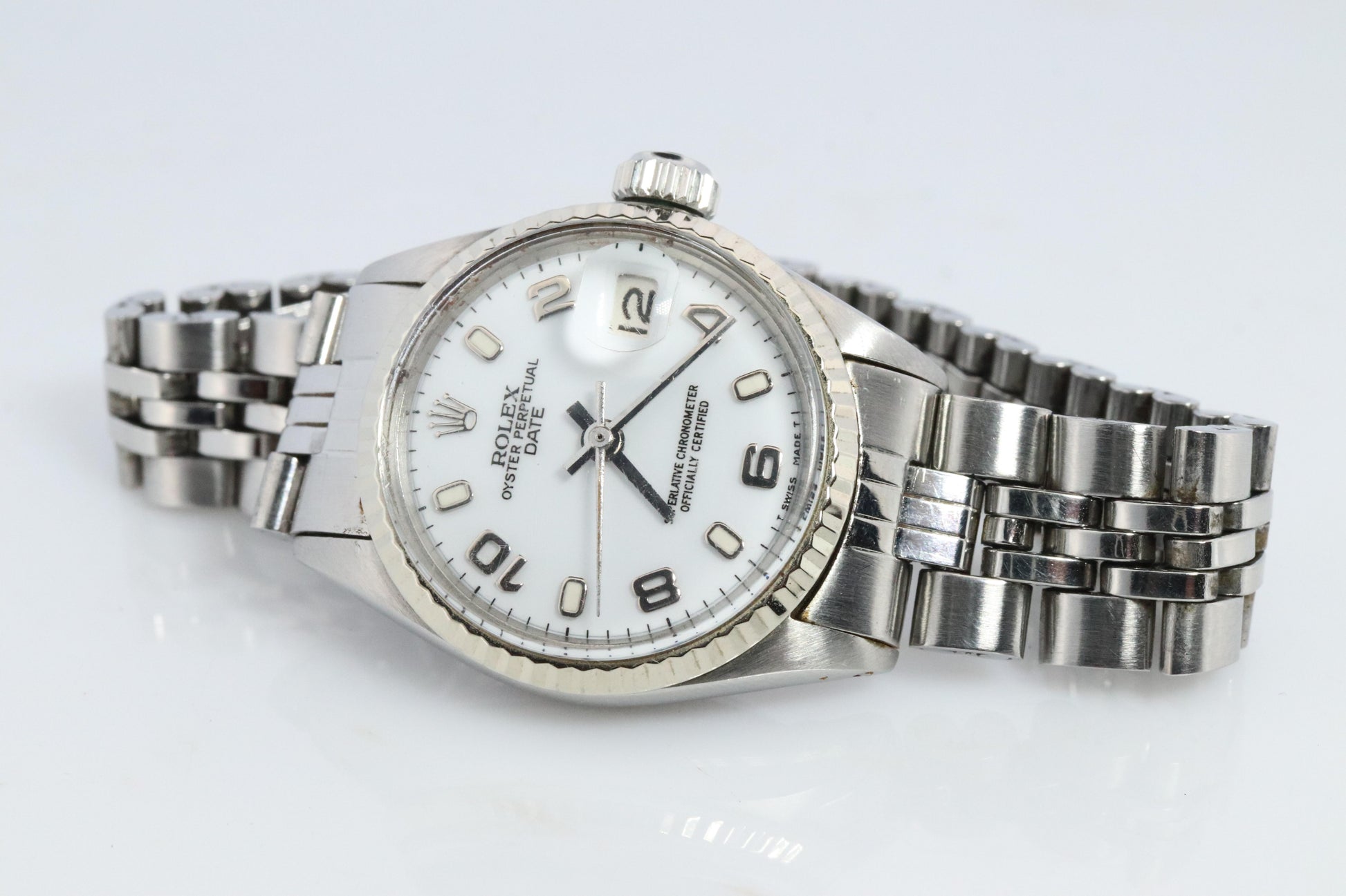 Genuine Rolex 6517 Oyster Perpetual Watch. Ladies ROLEX Automatic WG Bezel.