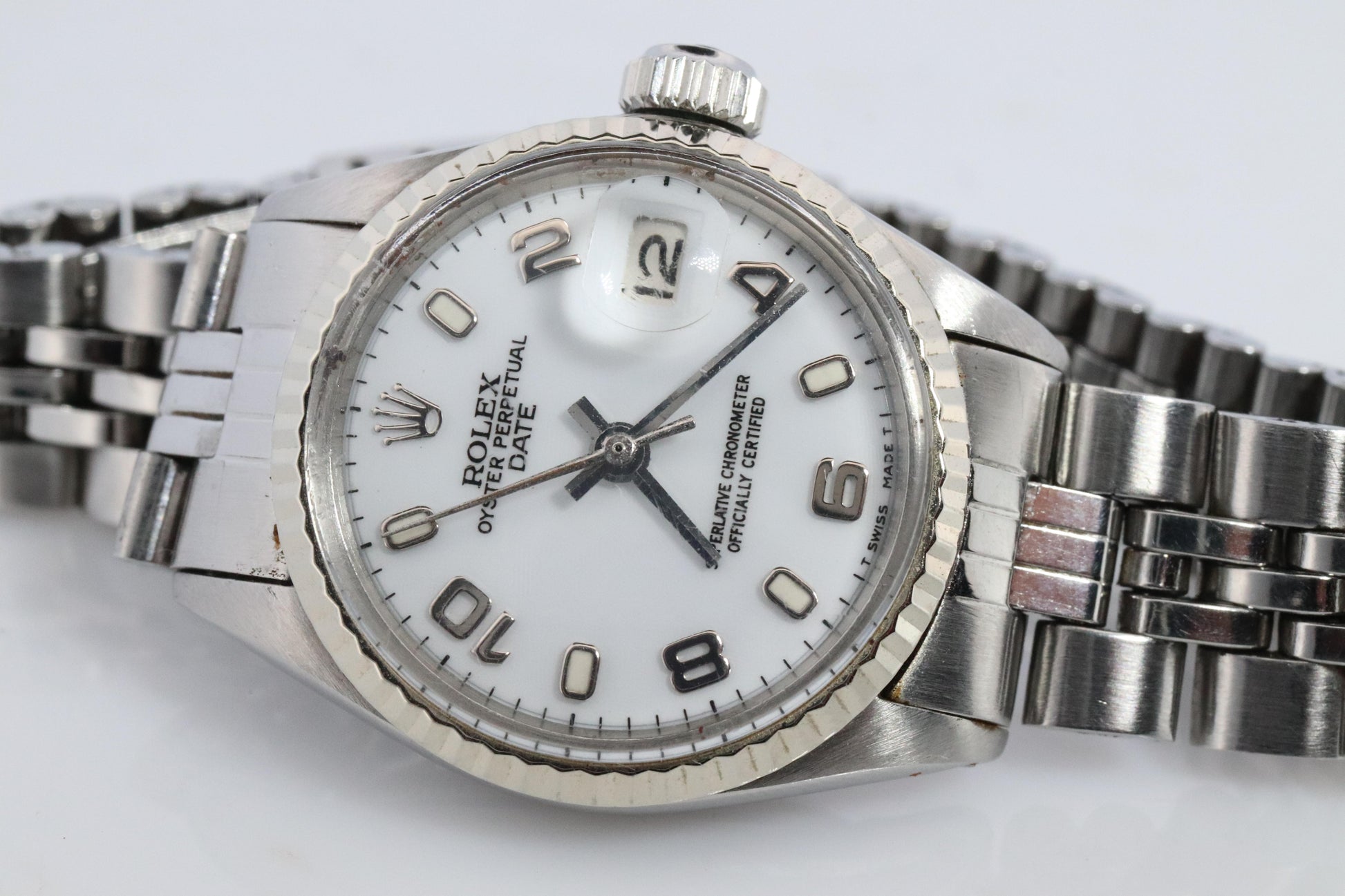 Genuine Rolex 6517 Oyster Perpetual Watch. Ladies ROLEX Automatic WG Bezel.