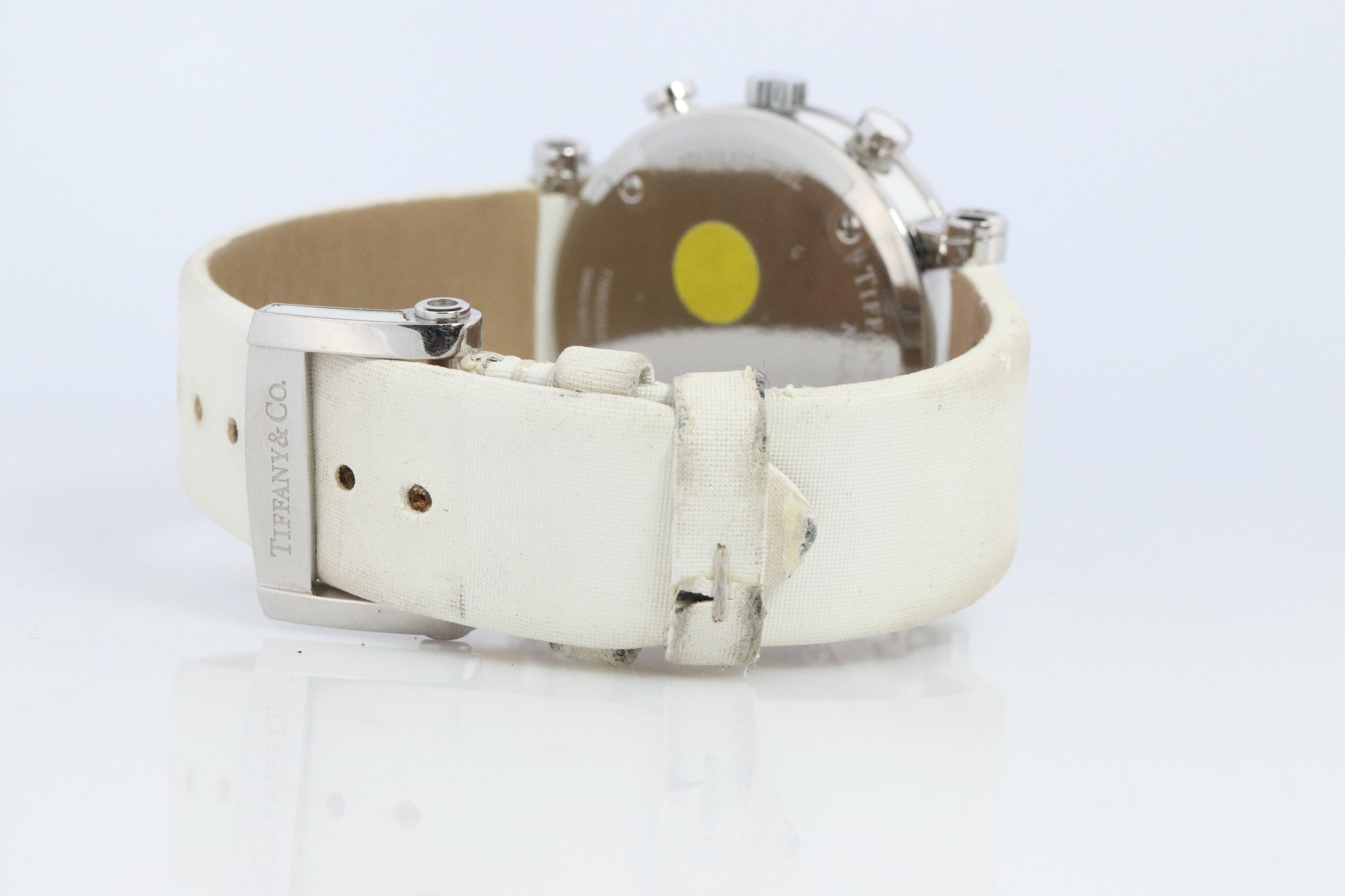 Tiffany and Co Watch. SS and Ceramic Tiffany Atlas Chrono Ladies Watch.