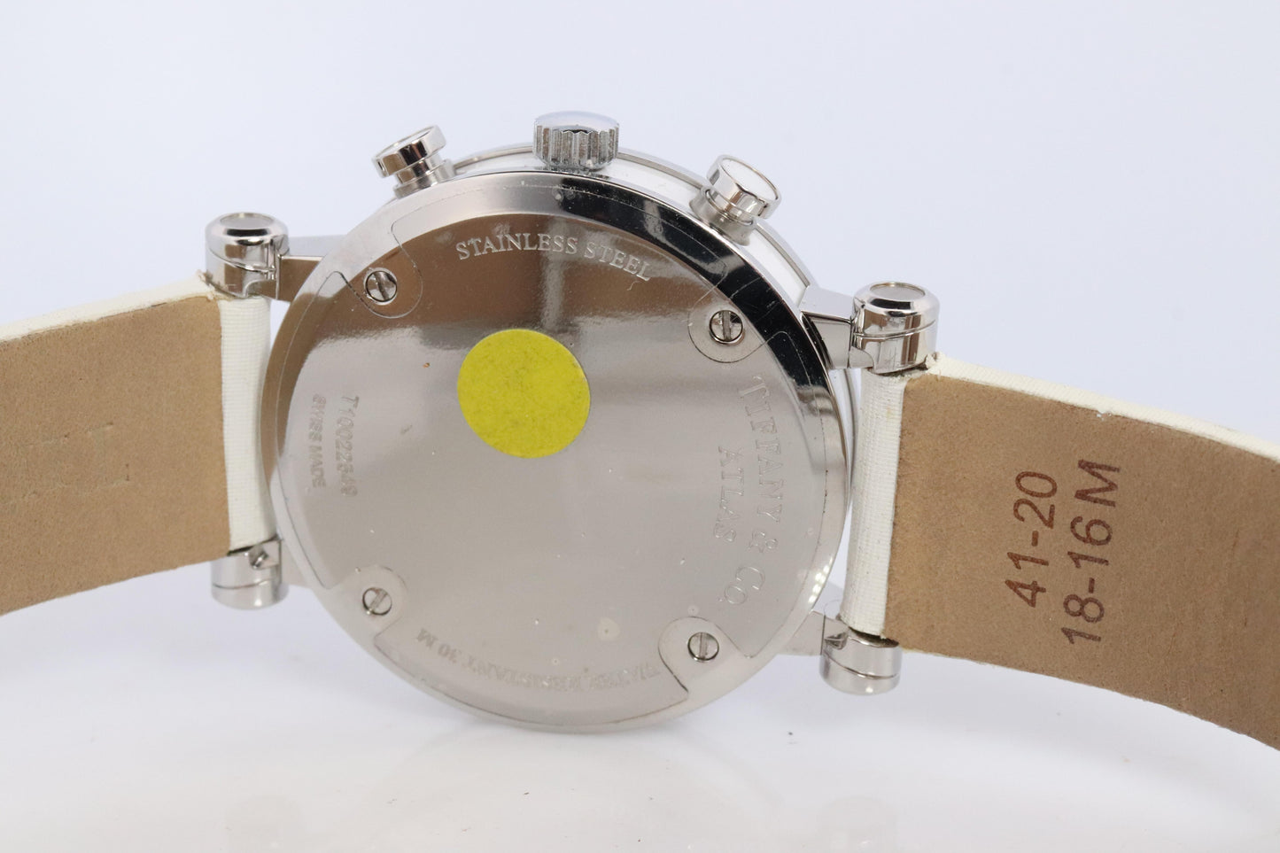 Tiffany and Co Watch. SS and Ceramic Tiffany Atlas Chrono Ladies Watch.