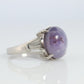14k Purple Star Sapphire Natural Oval Cabochon ring. Sapphire Diamond ring.