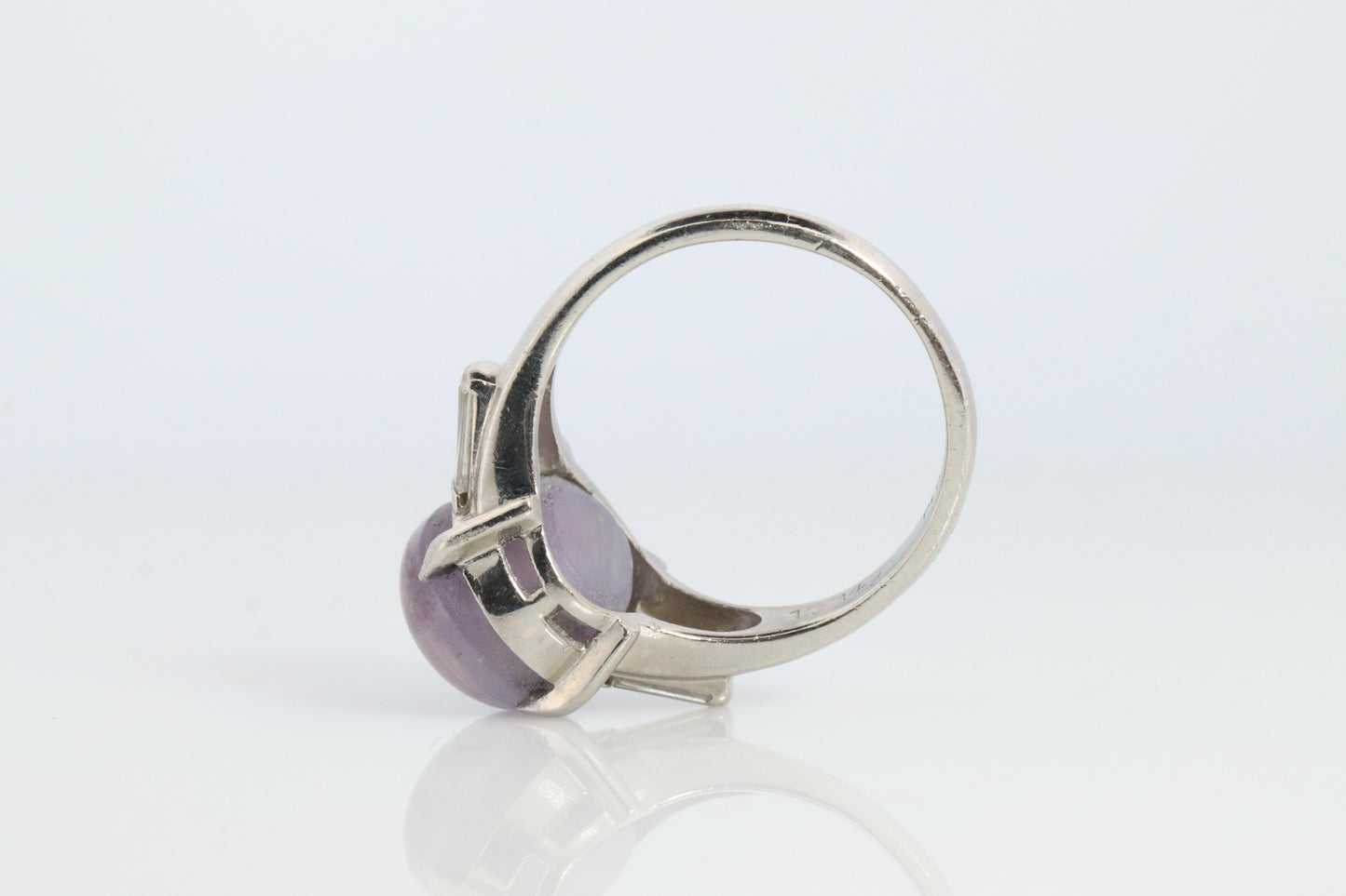 14k Purple Star Sapphire Natural Oval Cabochon ring. Sapphire Diamond ring.