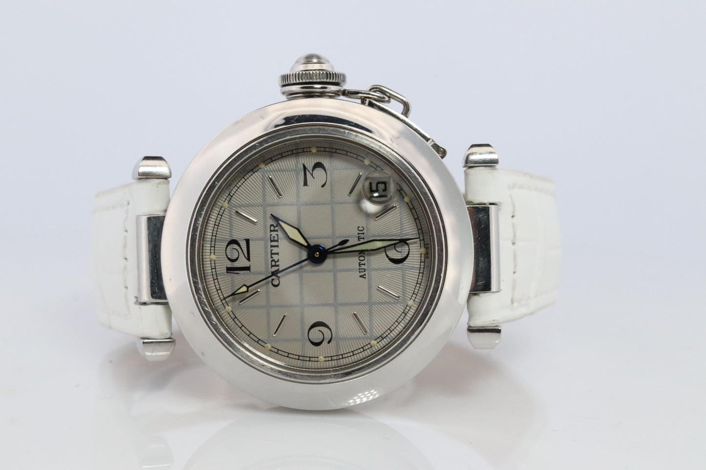 Vintage Cartier PASHA C Automatic 2324. Rare Silver Checkered Dial.