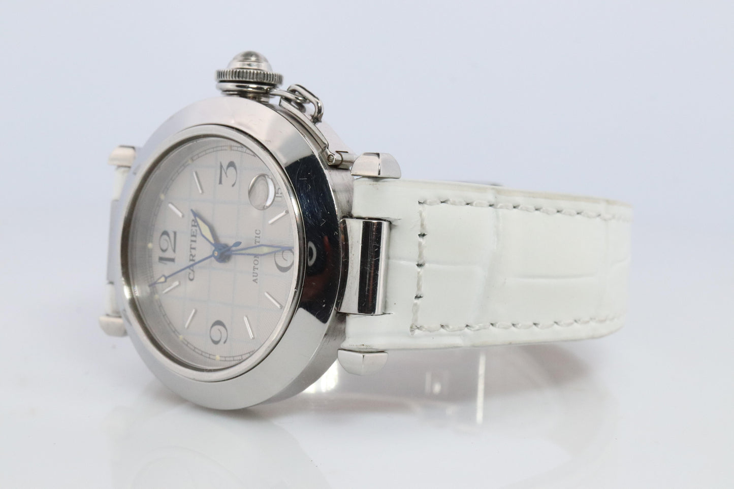 Vintage Cartier PASHA C Automatic 2324. Rare Silver Checkered Dial.