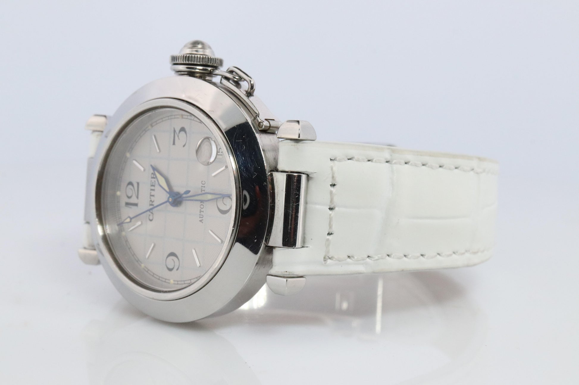 Vintage Cartier PASHA C Automatic 2324. Rare Silver Checkered Dial.