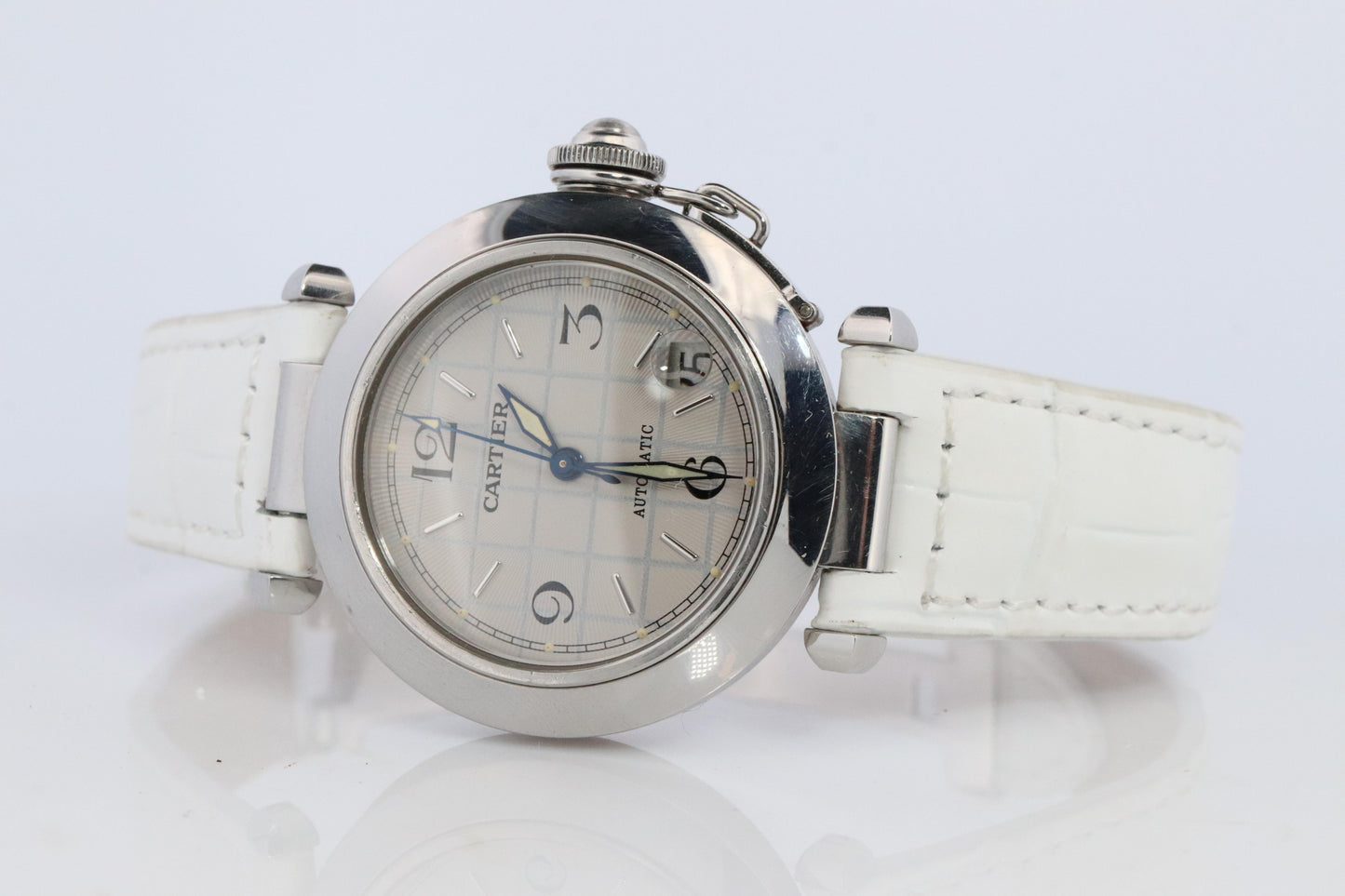Vintage Cartier PASHA C Automatic 2324. Rare Silver Checkered Dial.