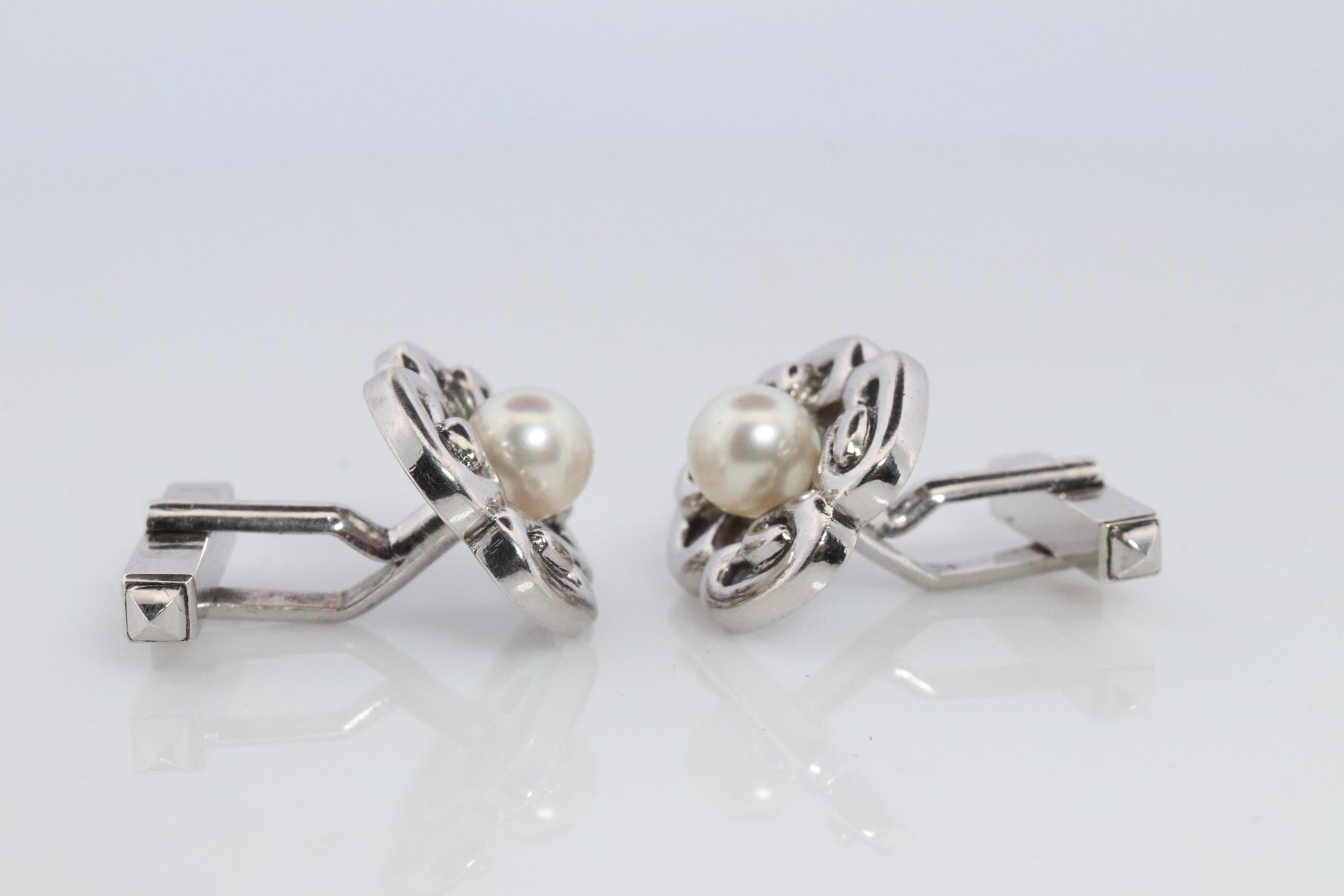 Mikimoto Cufflinks Sterling Silver 925 Genuine Mikimoto Pearl Cufflinks