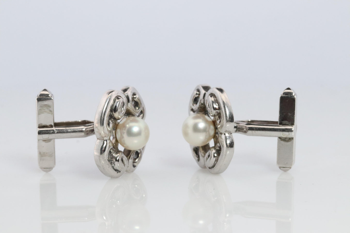 Mikimoto Cufflinks Sterling Silver 925 Genuine Mikimoto Pearl Cufflinks