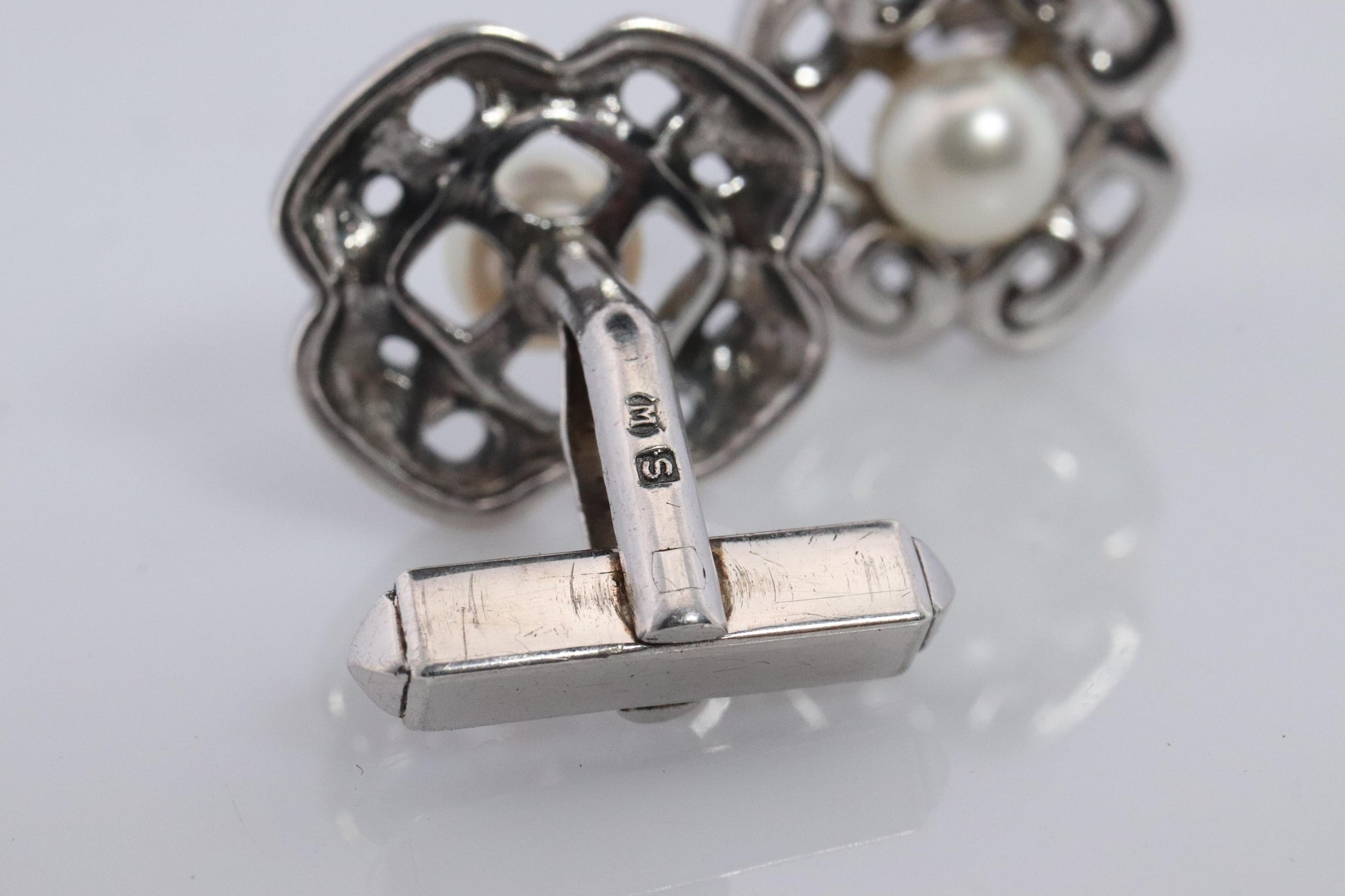 Mikimoto Cufflinks Sterling Silver 925 Genuine Mikimoto Pearl Cufflinks