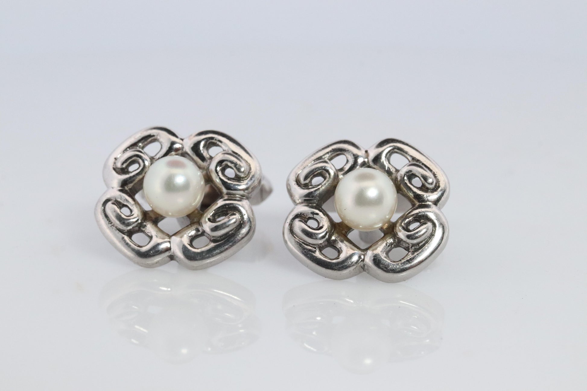 Mikimoto Cufflinks Sterling Silver 925 Genuine Mikimoto Pearl Cufflinks