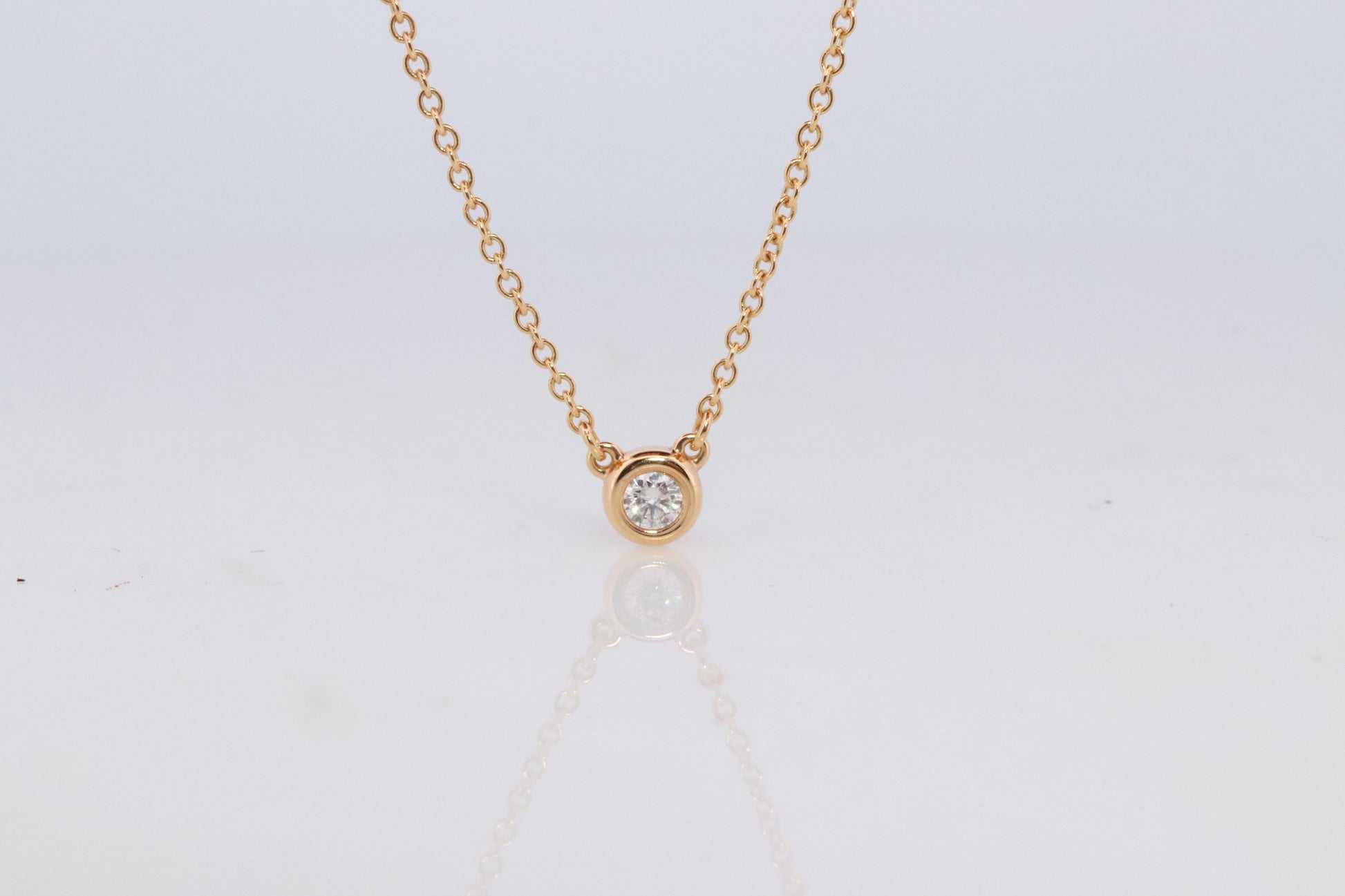 Vintage Tiffany Co Necklace Elsa Peretti Diamond by the Yard 0.10ct Solitaire 1P