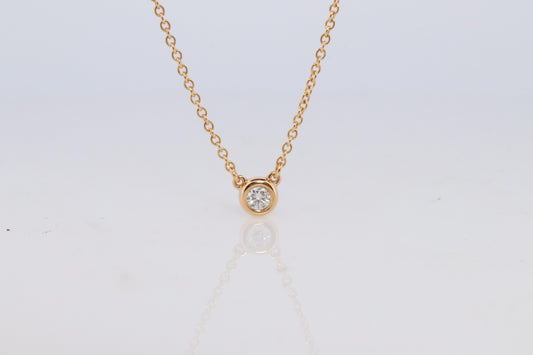 Vintage Tiffany Co Necklace Elsa Peretti Diamond by the Yard 0.10ct Solitaire 1P