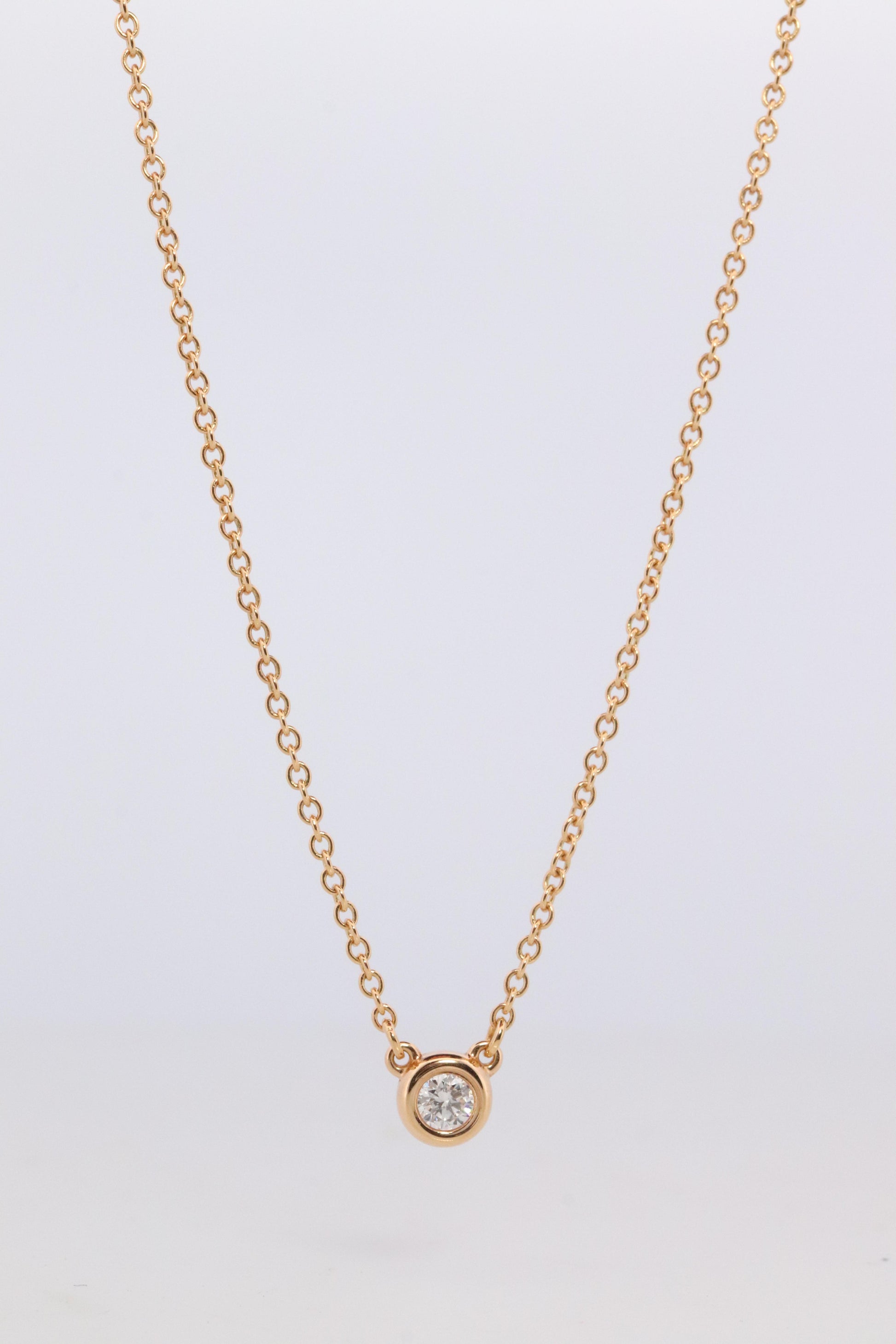 Vintage Tiffany Co Necklace Elsa Peretti Diamond by the Yard 0.10ct Solitaire 1P