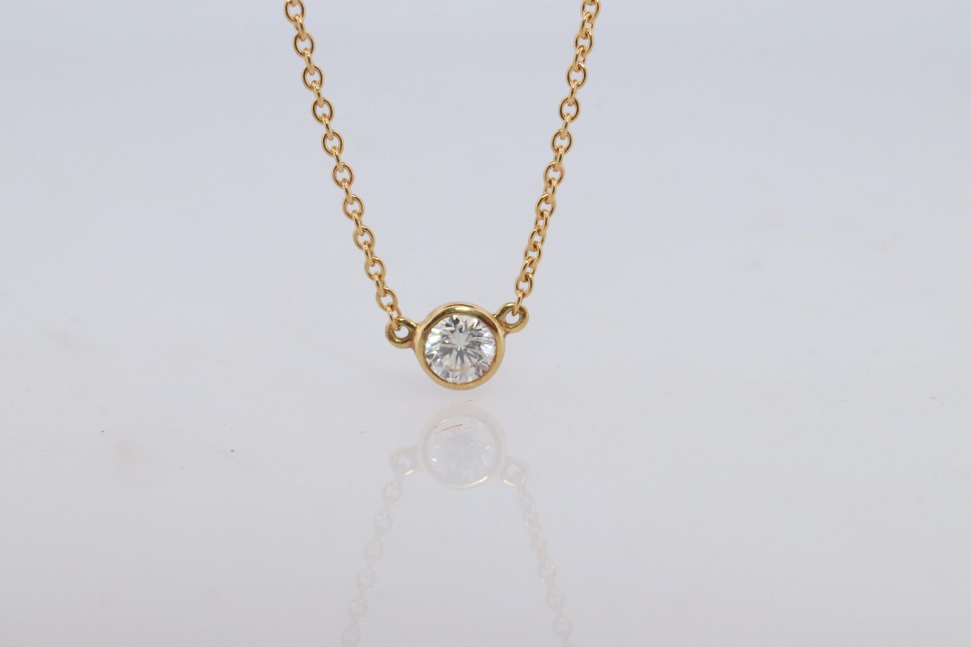 Vintage Tiffany Co Necklace Elsa Peretti Diamond by the Yard 0.23ct Solitaire 1P