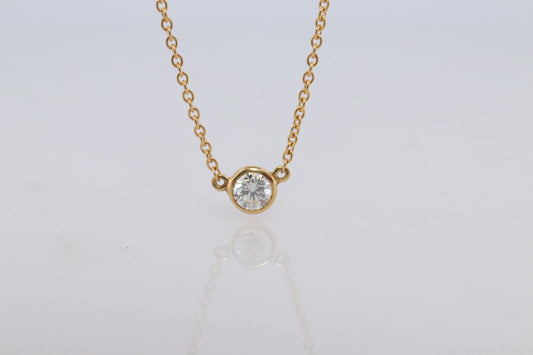 Vintage Tiffany Co Necklace Elsa Peretti Diamond by the Yard 0.23ct Solitaire 1P