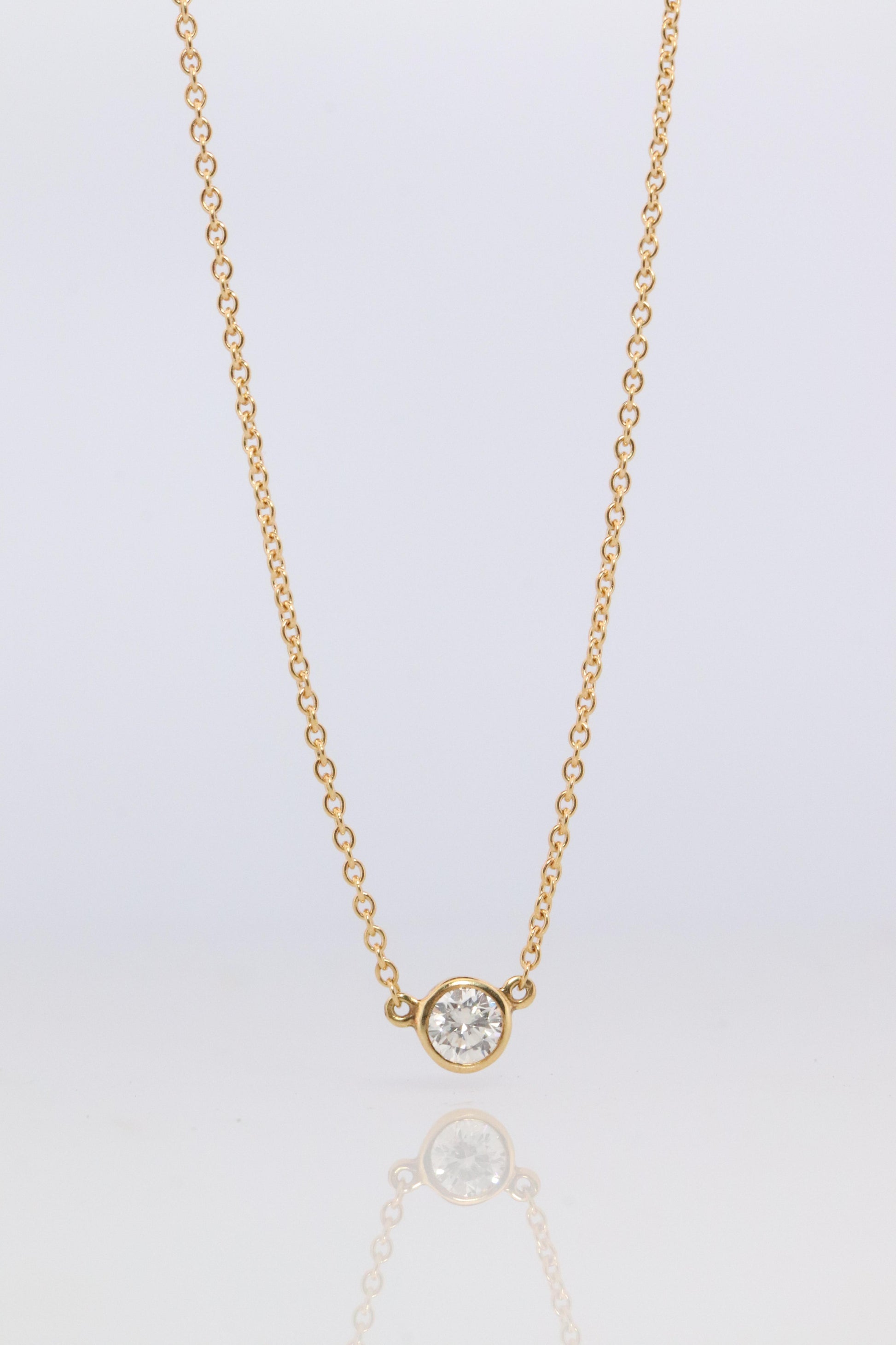 Vintage Tiffany Co Necklace Elsa Peretti Diamond by the Yard 0.23ct Solitaire 1P