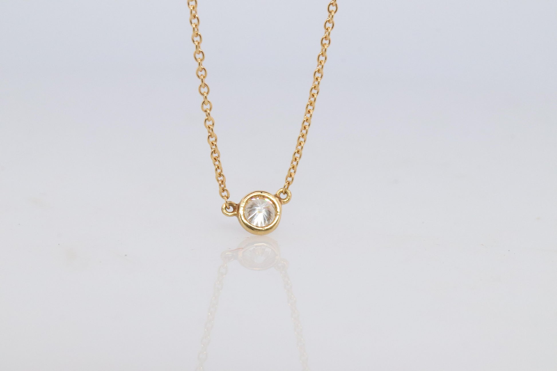 Vintage Tiffany Co Necklace Elsa Peretti Diamond by the Yard 0.23ct Solitaire 1P