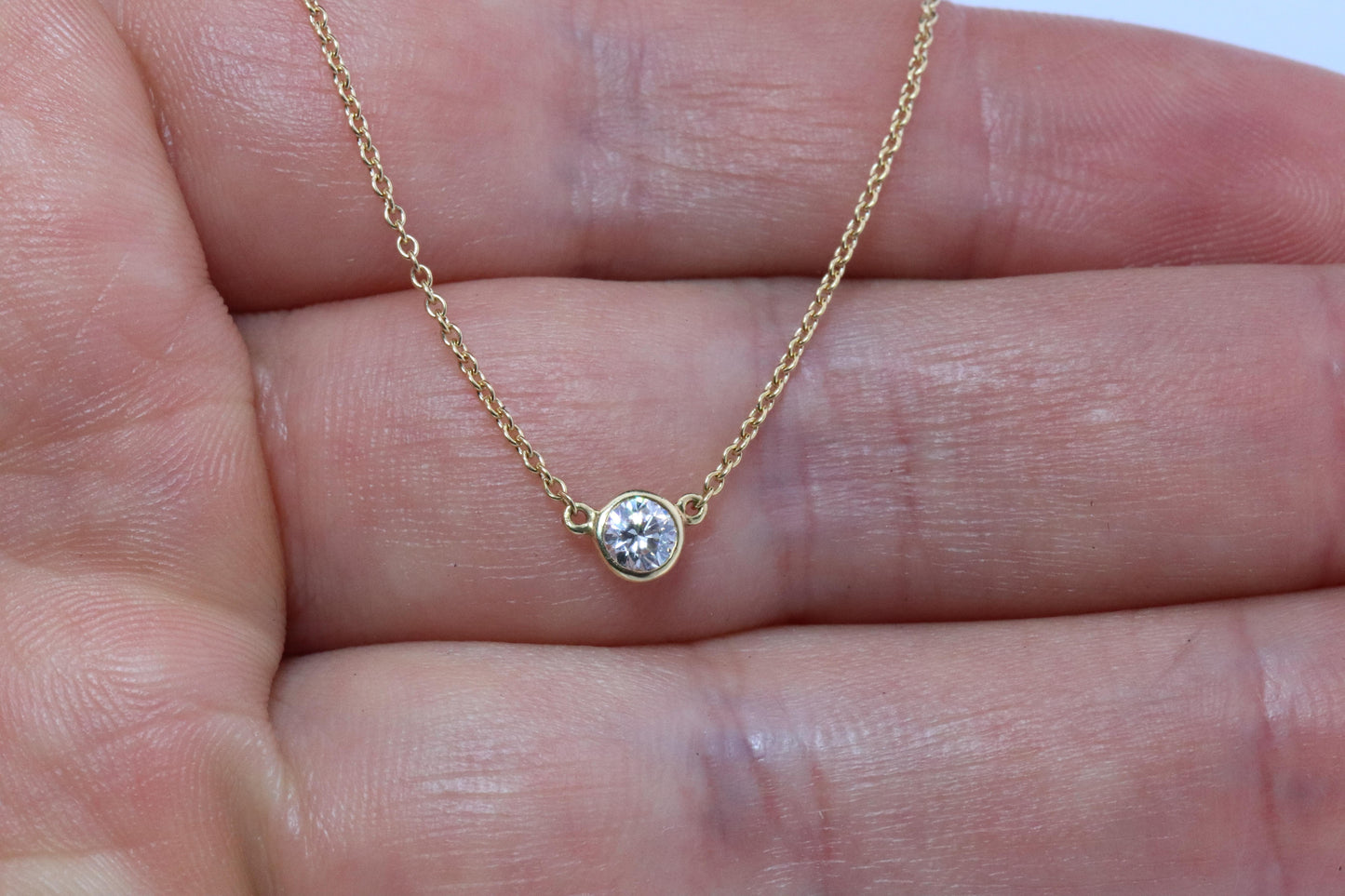 Vintage Tiffany Co Necklace Elsa Peretti Diamond by the Yard 0.23ct Solitaire 1P