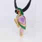 18k Parrot Colorful Pendant, Necklace Brooch. Diamond Ruby Onyx Amethyst Bird