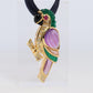 18k Parrot Colorful Pendant, Necklace Brooch. Diamond Ruby Onyx Amethyst Bird
