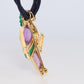 18k Parrot Colorful Pendant, Necklace Brooch. Diamond Ruby Onyx Amethyst Bird