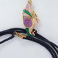 18k Parrot Colorful Pendant, Necklace Brooch. Diamond Ruby Onyx Amethyst Bird