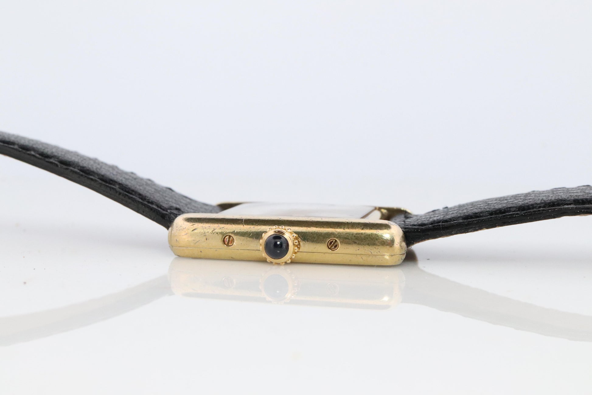 Vintage Must de Cartier Tank Black Dial Watch Vermeil ARGENT Small Manual Tank