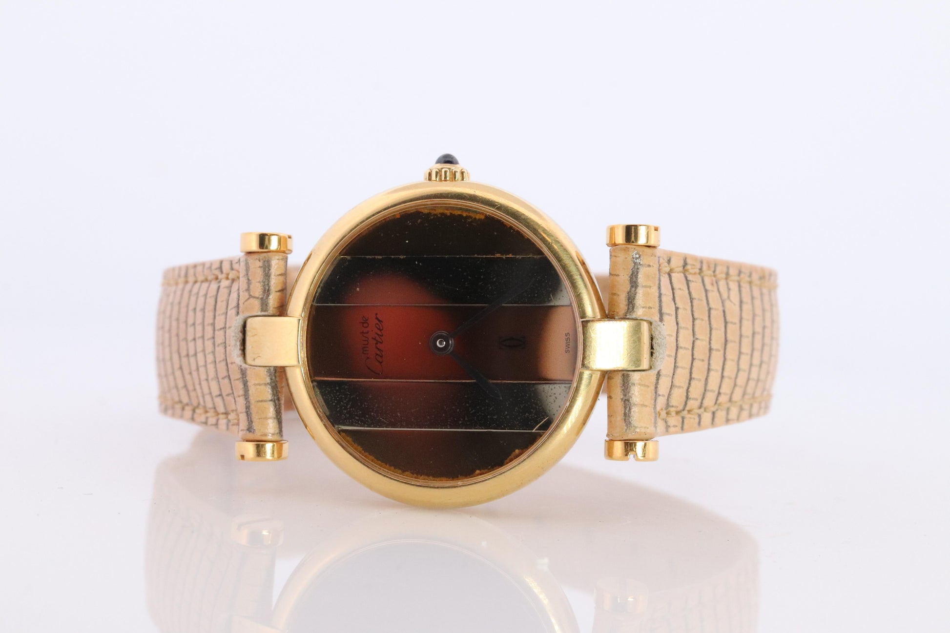 Cartier Watch Must de Cartier Vendome Round Argent Vermeil Trinity Tricolor Face