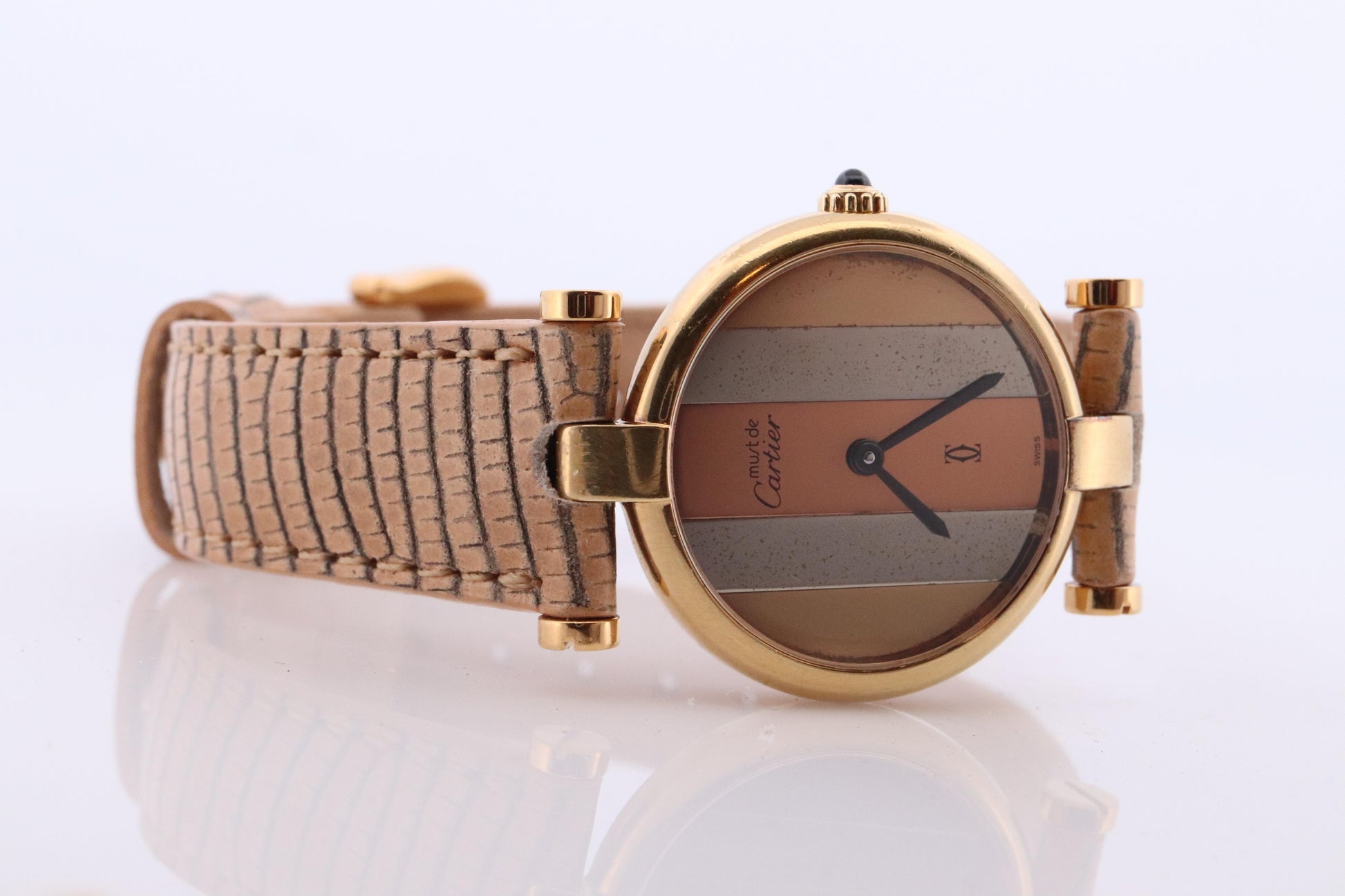 Cartier Watch Must de Cartier Vendome Round Argent Vermeil Trinity Tricolor Face