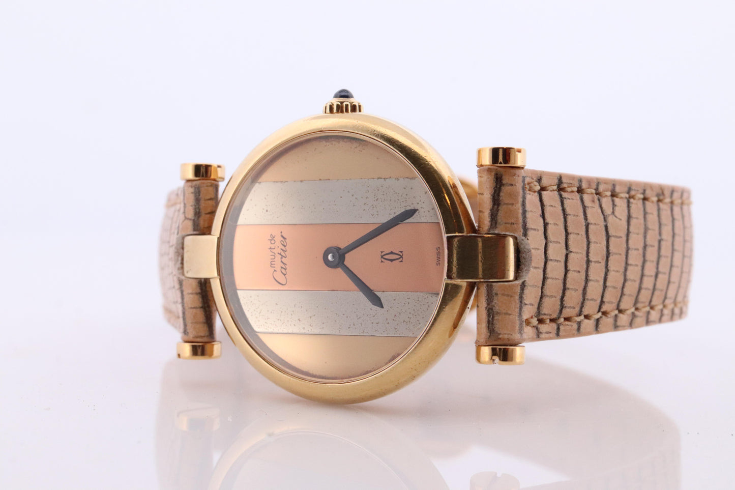 Cartier Watch Must de Cartier Vendome Round Argent Vermeil Trinity Tricolor Face