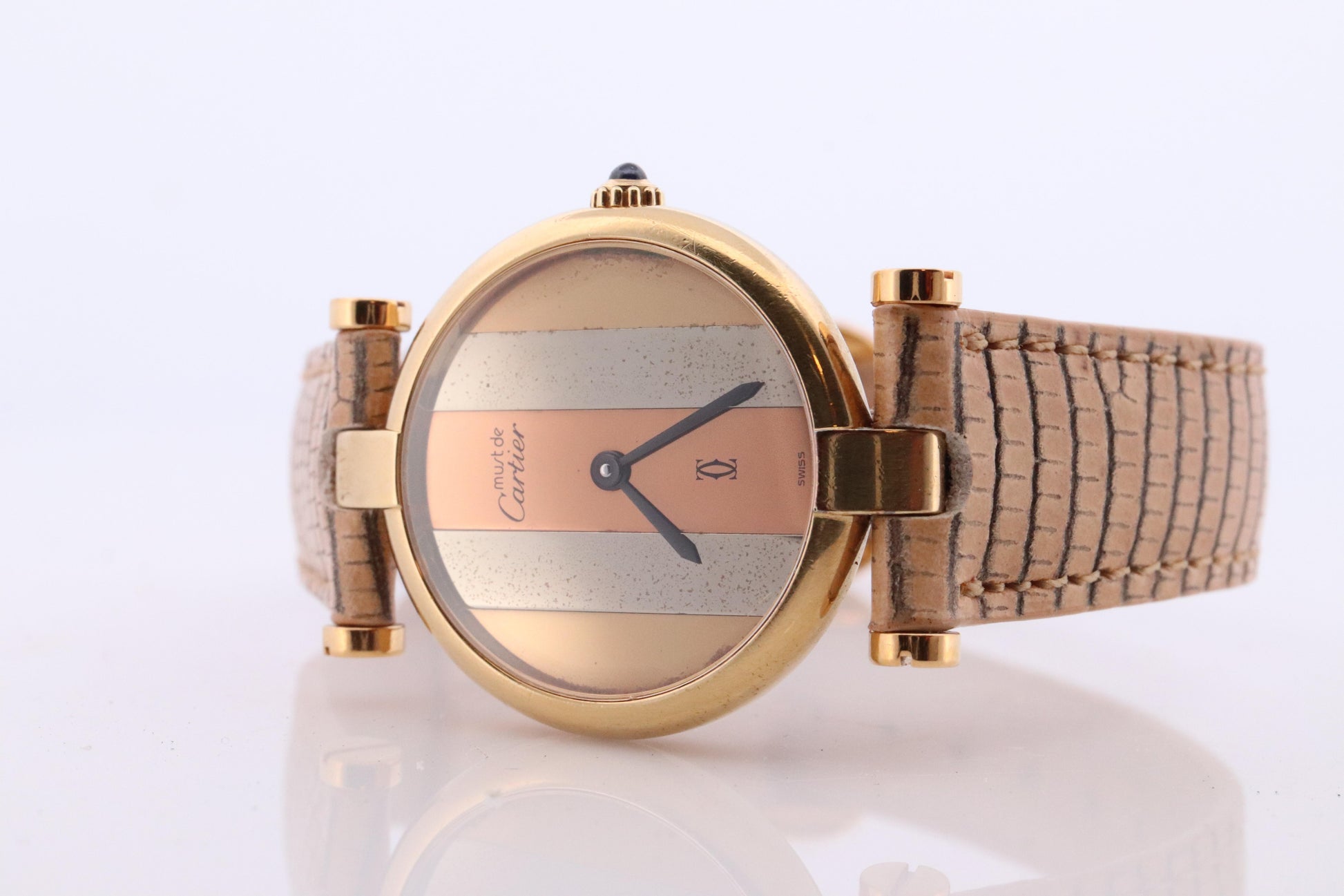 Cartier Watch Must de Cartier Vendome Round Argent Vermeil Trinity Tricolor Face