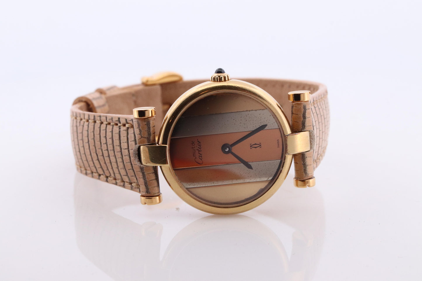 Cartier Watch Must de Cartier Vendome Round Argent Vermeil Trinity Tricolor Face