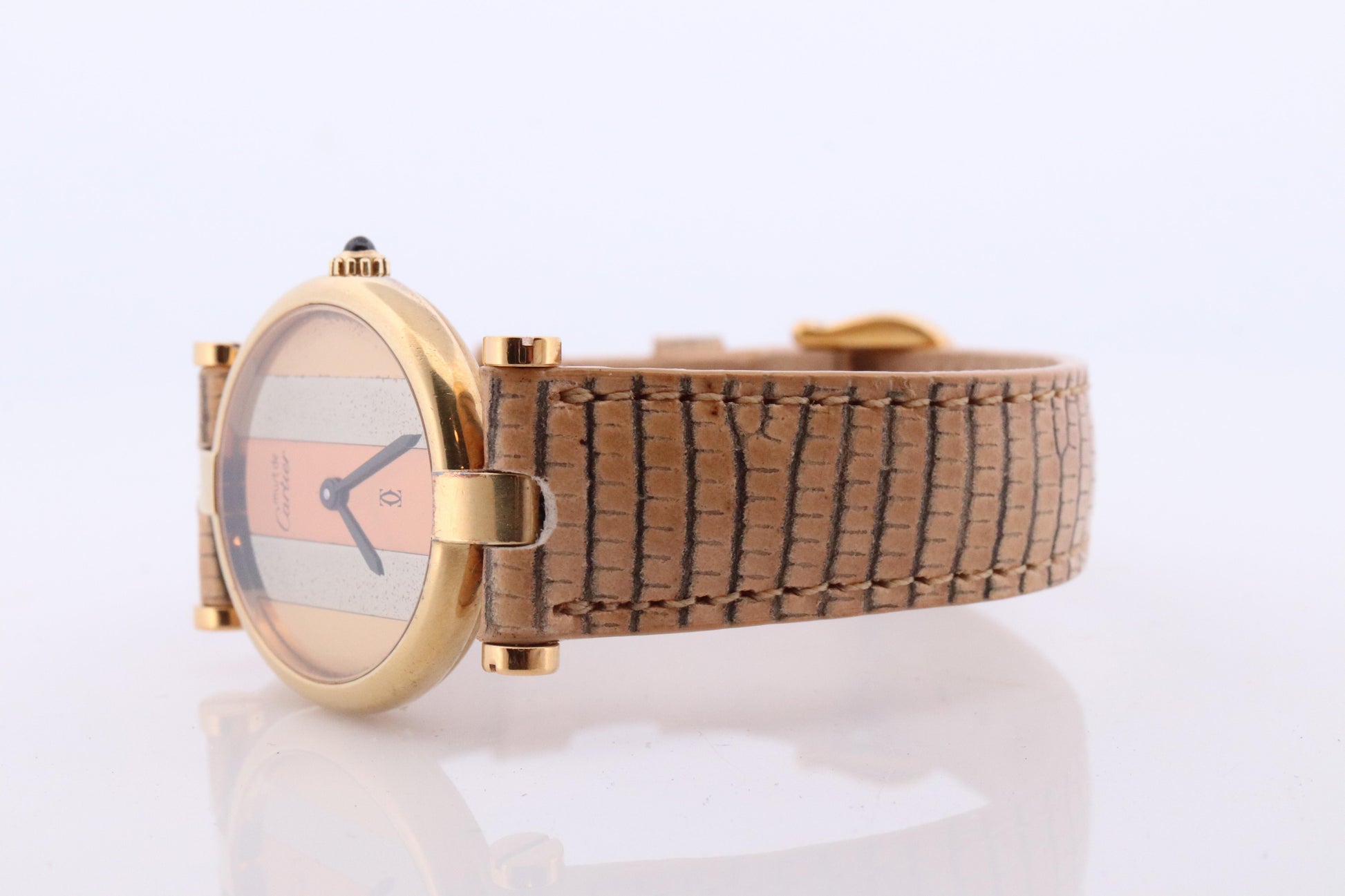 Cartier Watch Must de Cartier Vendome Round Argent Vermeil Trinity Tricolor Face
