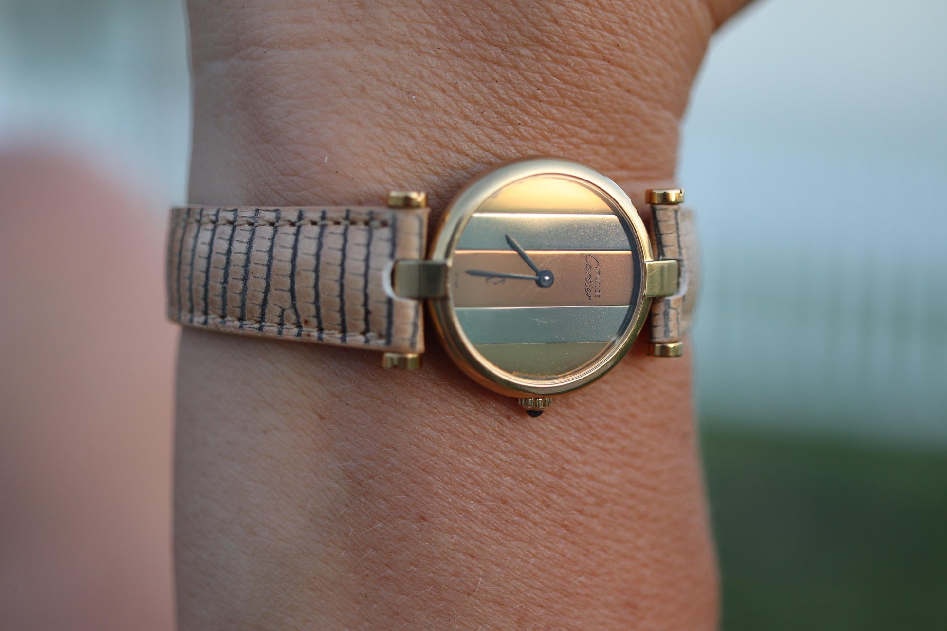 Cartier Watch Must de Cartier Vendome Round Argent Vermeil Trinity Tricolor Face