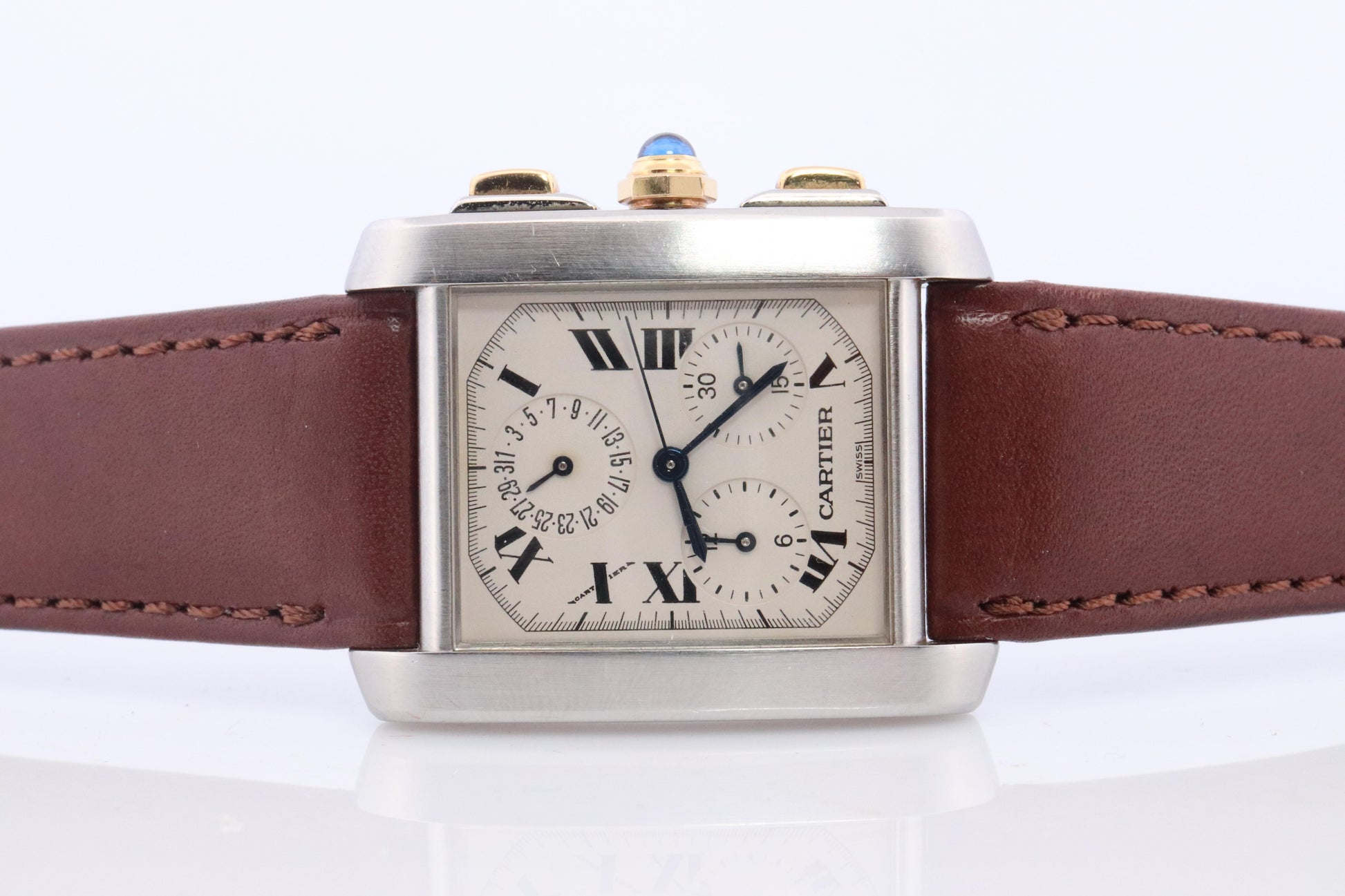 Vintage Cartier Tank Francaise Chronoflex Watch. Cartier 2303 Stainless Steel