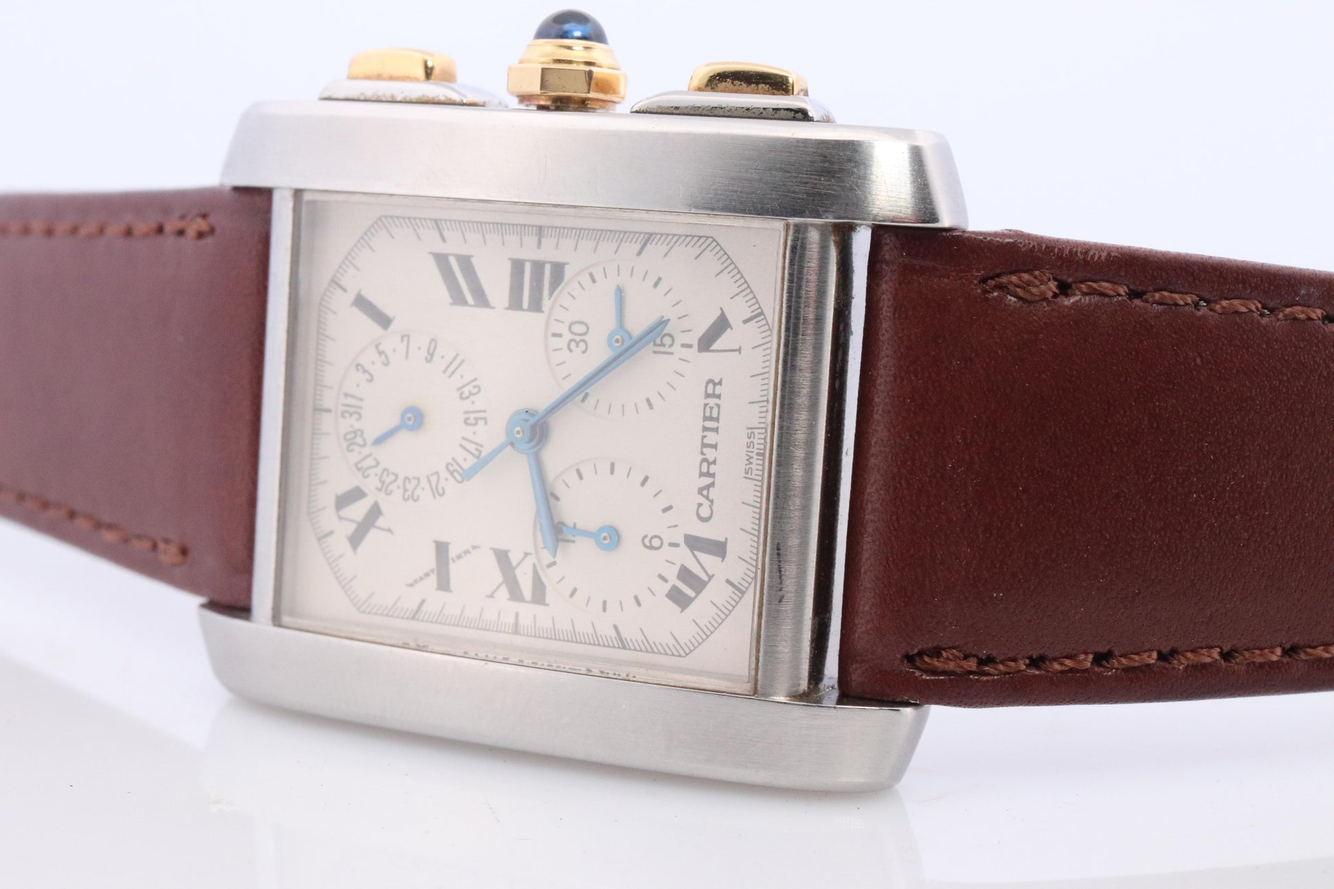 Vintage Cartier Tank Francaise Chronoflex Watch. Cartier 2303 Stainless Steel