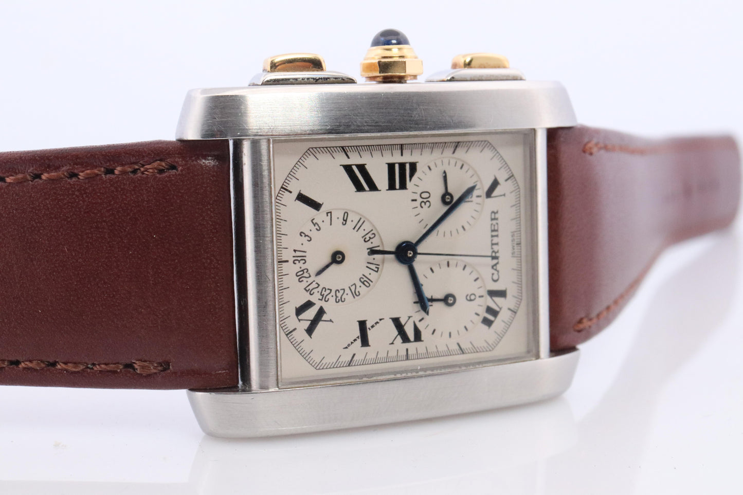 Vintage Cartier Tank Francaise Chronoflex Watch. Cartier 2303 Stainless Steel