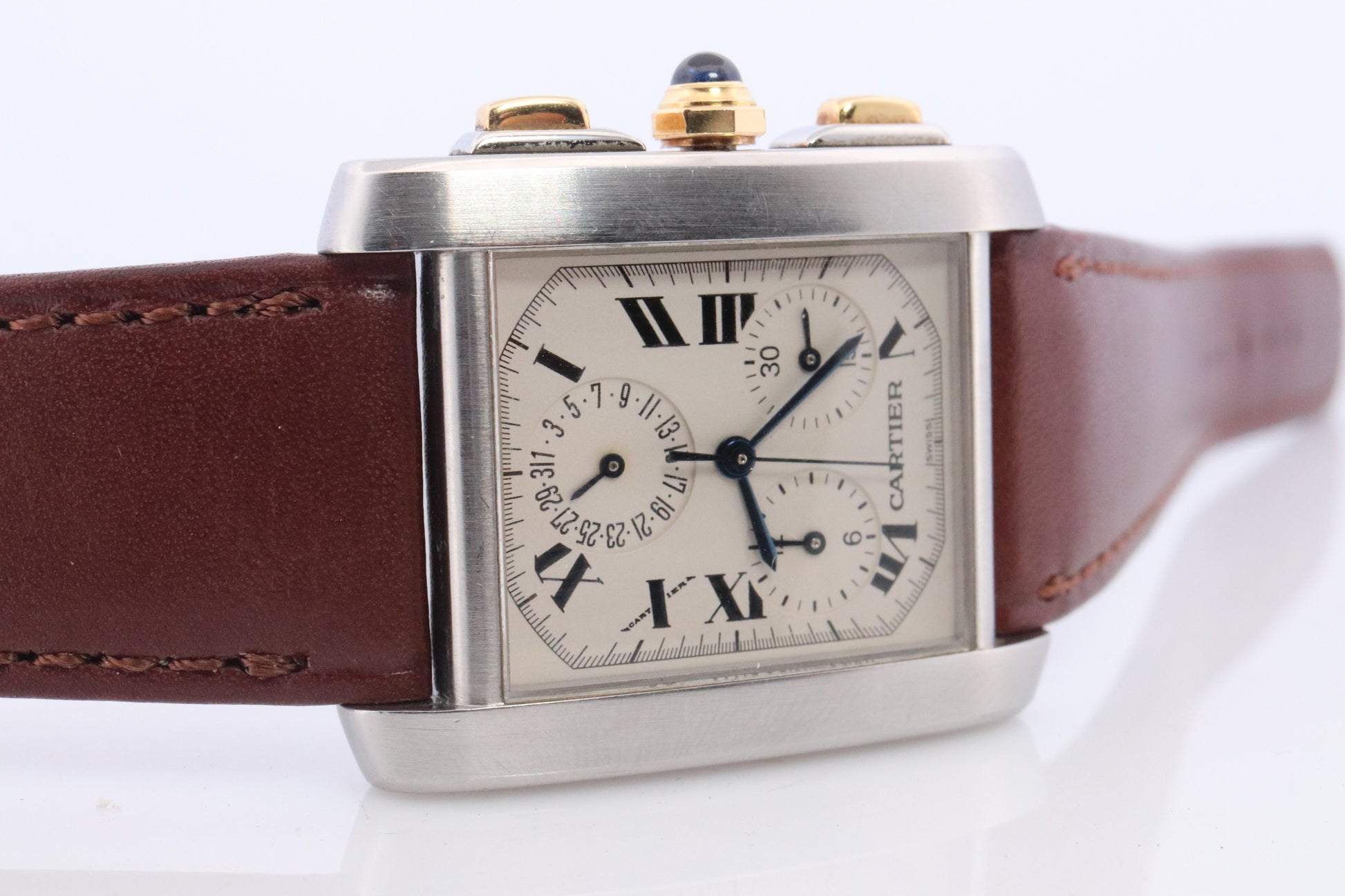 Vintage Cartier Tank Francaise Chronoflex Watch. Cartier 2303 Stainless Steel