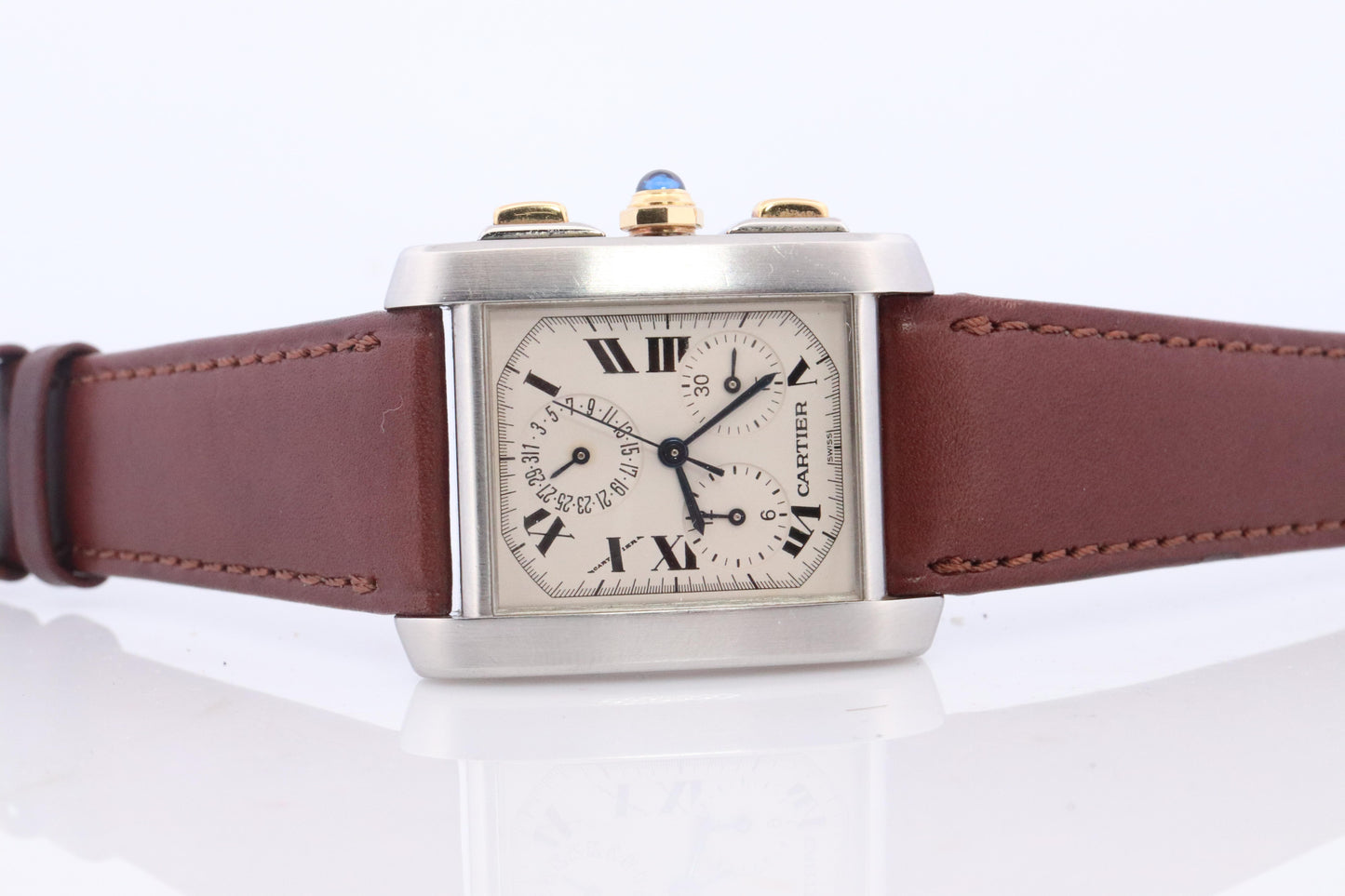 Vintage Cartier Tank Francaise Chronoflex Watch. Cartier 2303 Stainless Steel