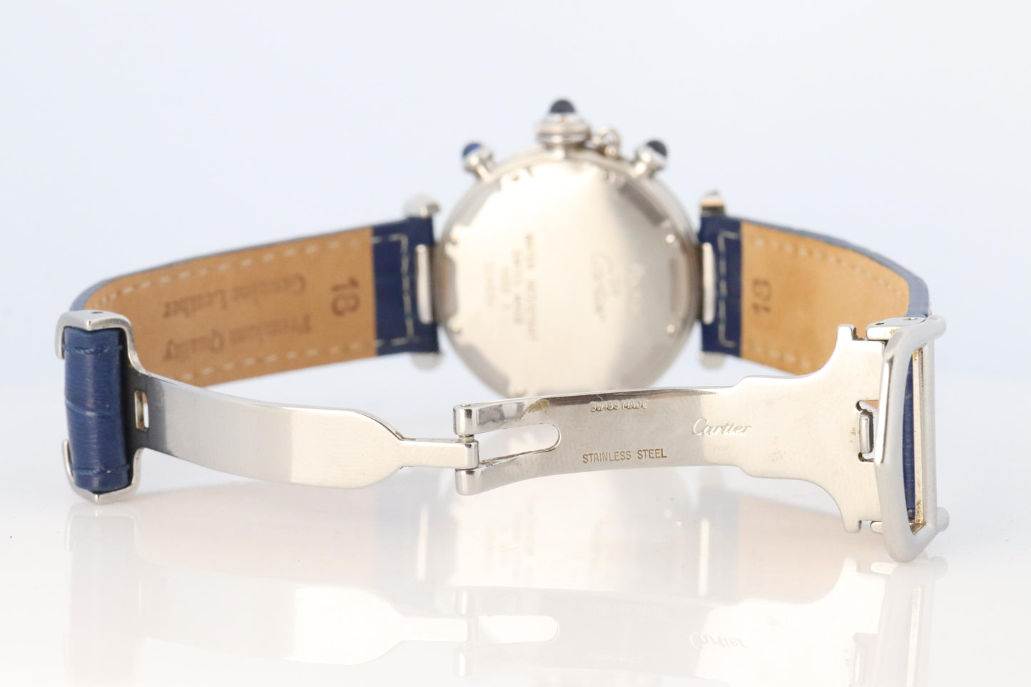 Vintage Cartier PASHA 1352 Chronograph. Rare Blue Dial.
