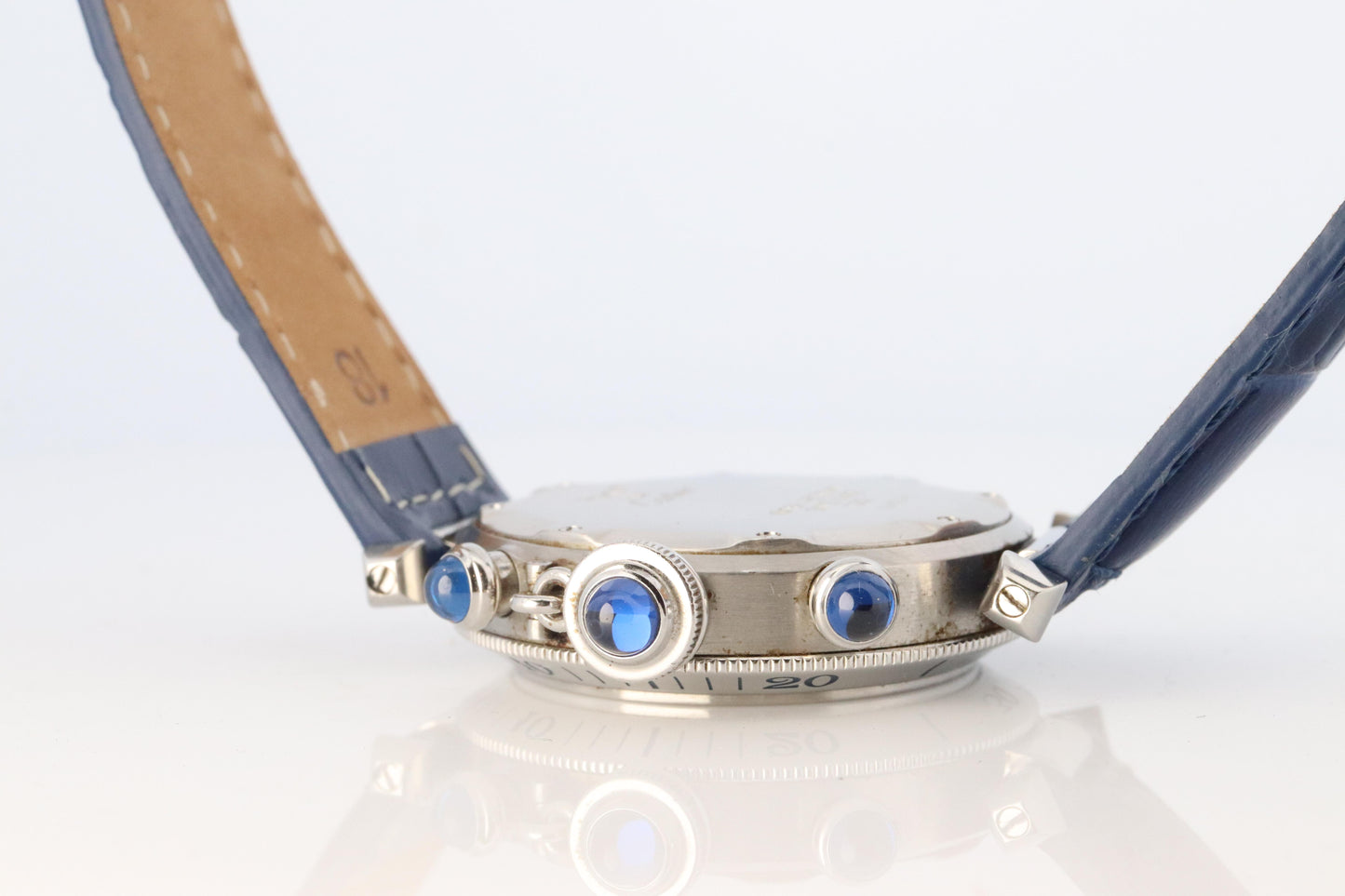 Vintage Cartier PASHA 1352 Chronograph. Rare Blue Dial.