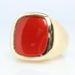 14k Modern Carnelian ring. Mens Signet Carnelian Bezel set statement ring.