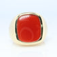 14k Modern Carnelian ring. Mens Signet Carnelian Bezel set statement ring.