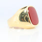 14k Modern Carnelian ring. Mens Signet Carnelian Bezel set statement ring.