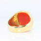 14k Modern Carnelian ring. Mens Signet Carnelian Bezel set statement ring.